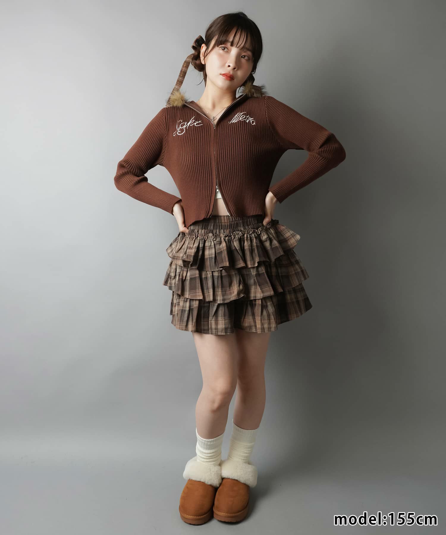 67%OFF】フリルティアードミニスカート/チェック柄/インナーパンツ付き