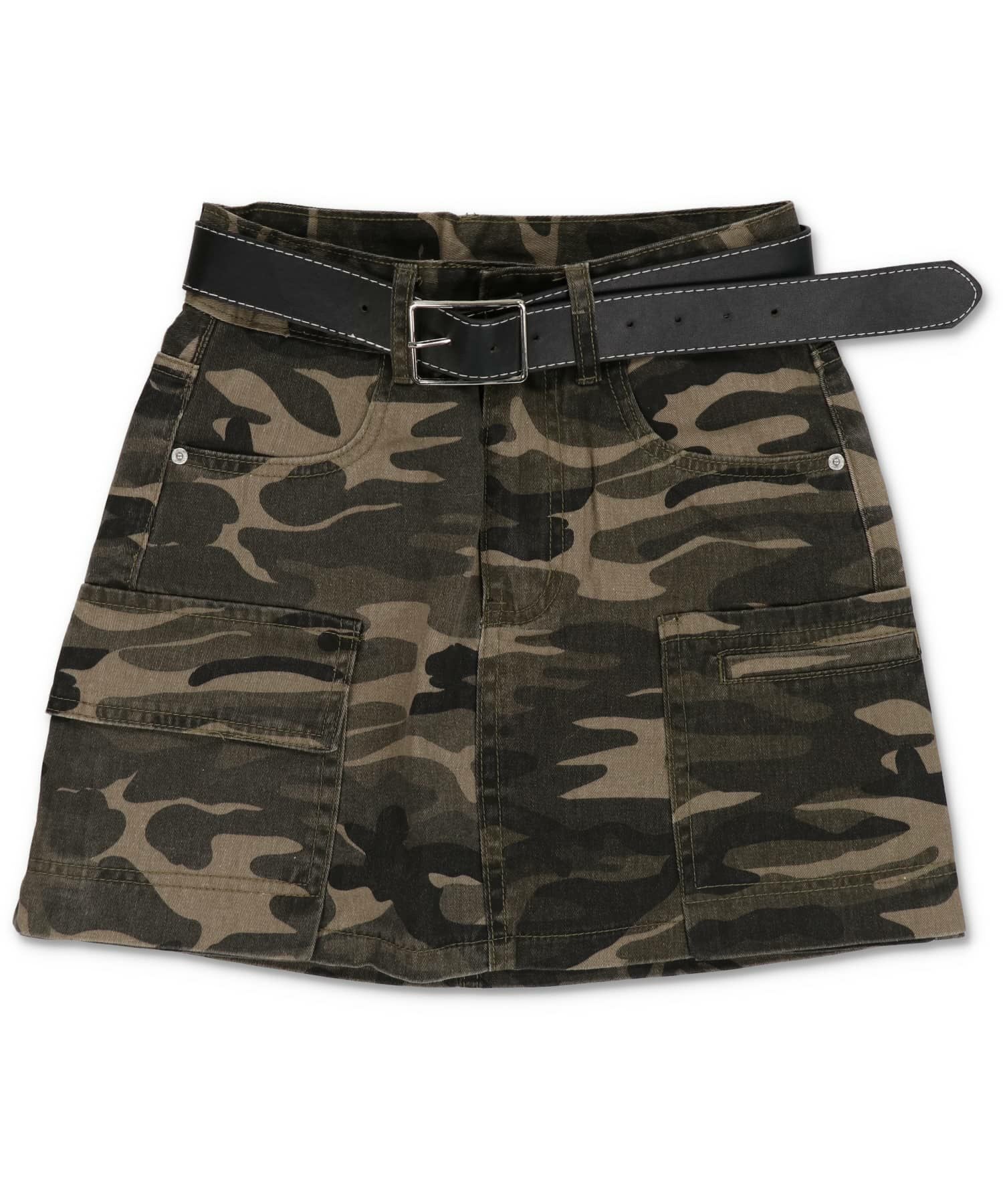 44%OFF】ツイルタイトスカート/カモ柄/迷彩柄/ベルト付き/インナー