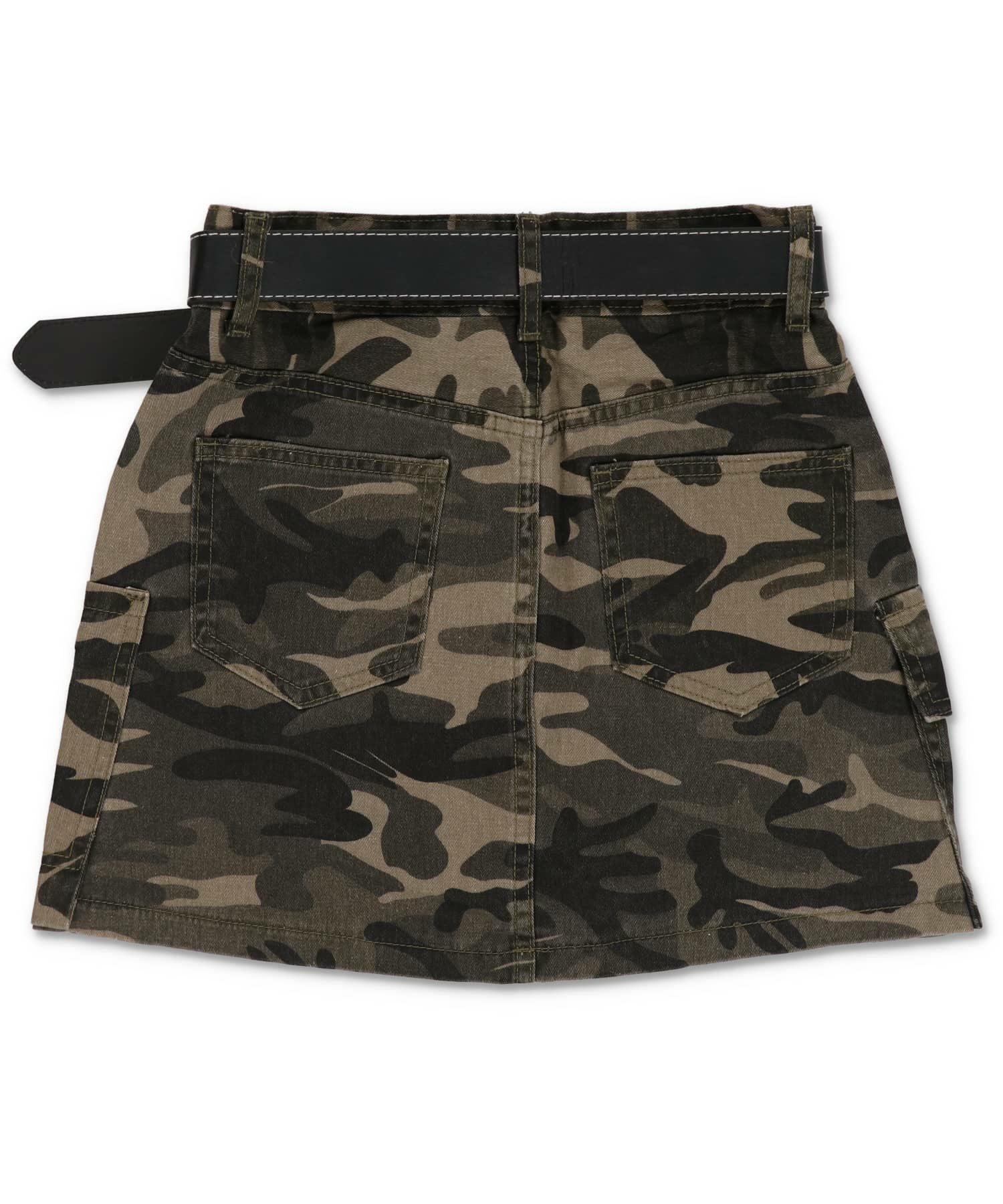44%OFF】ツイルタイトスカート/カモ柄/迷彩柄/ベルト付き/インナー