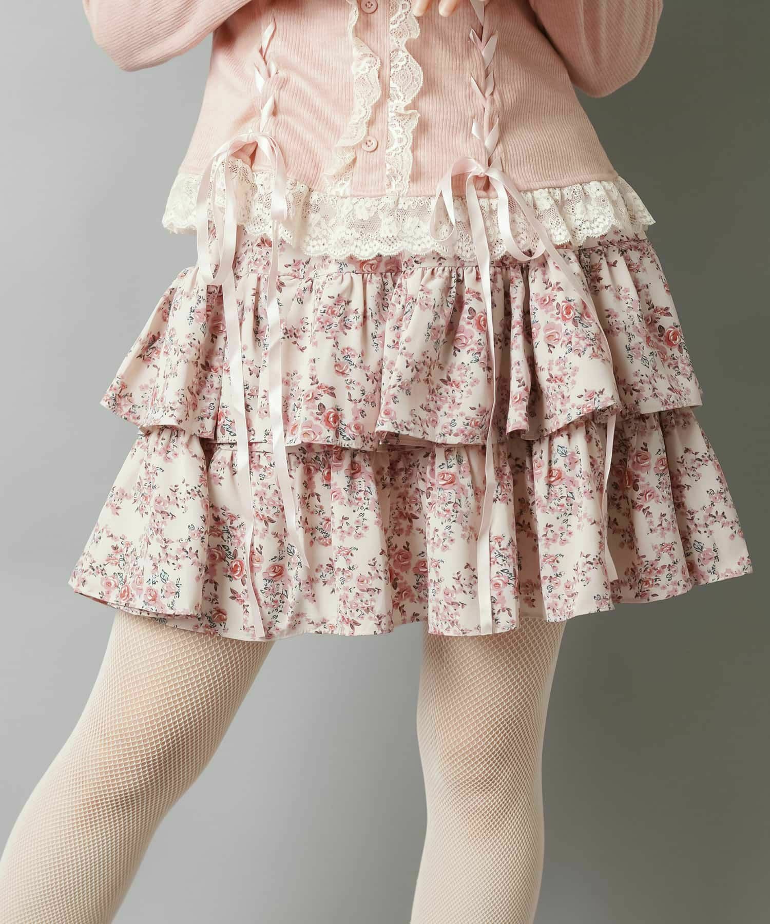 34%OFF】フリルミニスカート/小花柄/インナーパンツ付き/#ロマンス