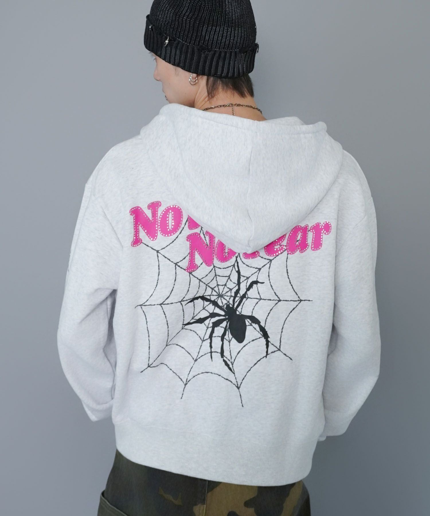 Spider 蜘蛛の巣デザイン パーカー Mサイズ パーカー M相当 ブラック 蜘蛛の巣 デザイン プリント スエット