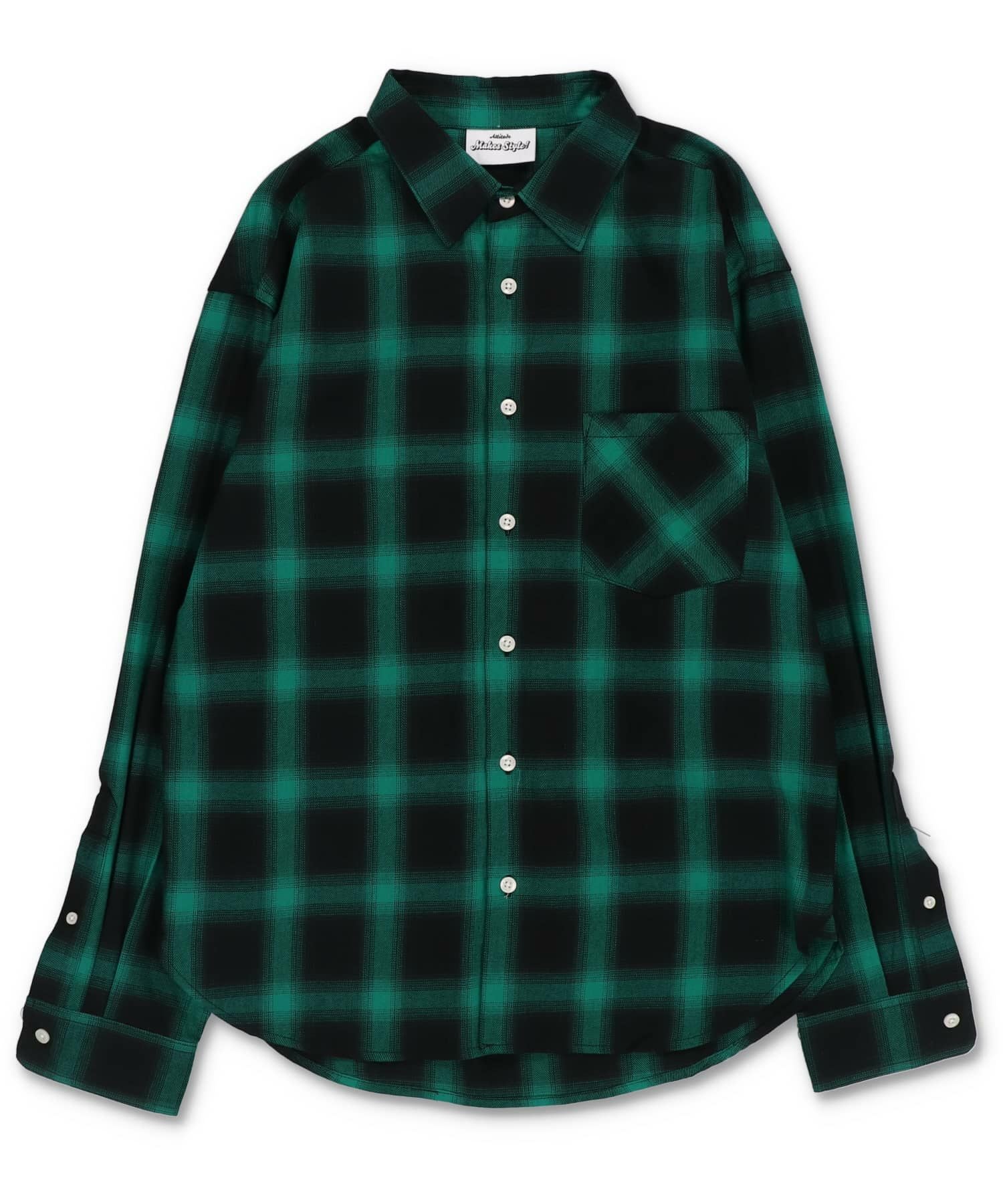 長袖オンブレチェックシャツ/ネルシャツ/秋冬新作/レギュラー丈