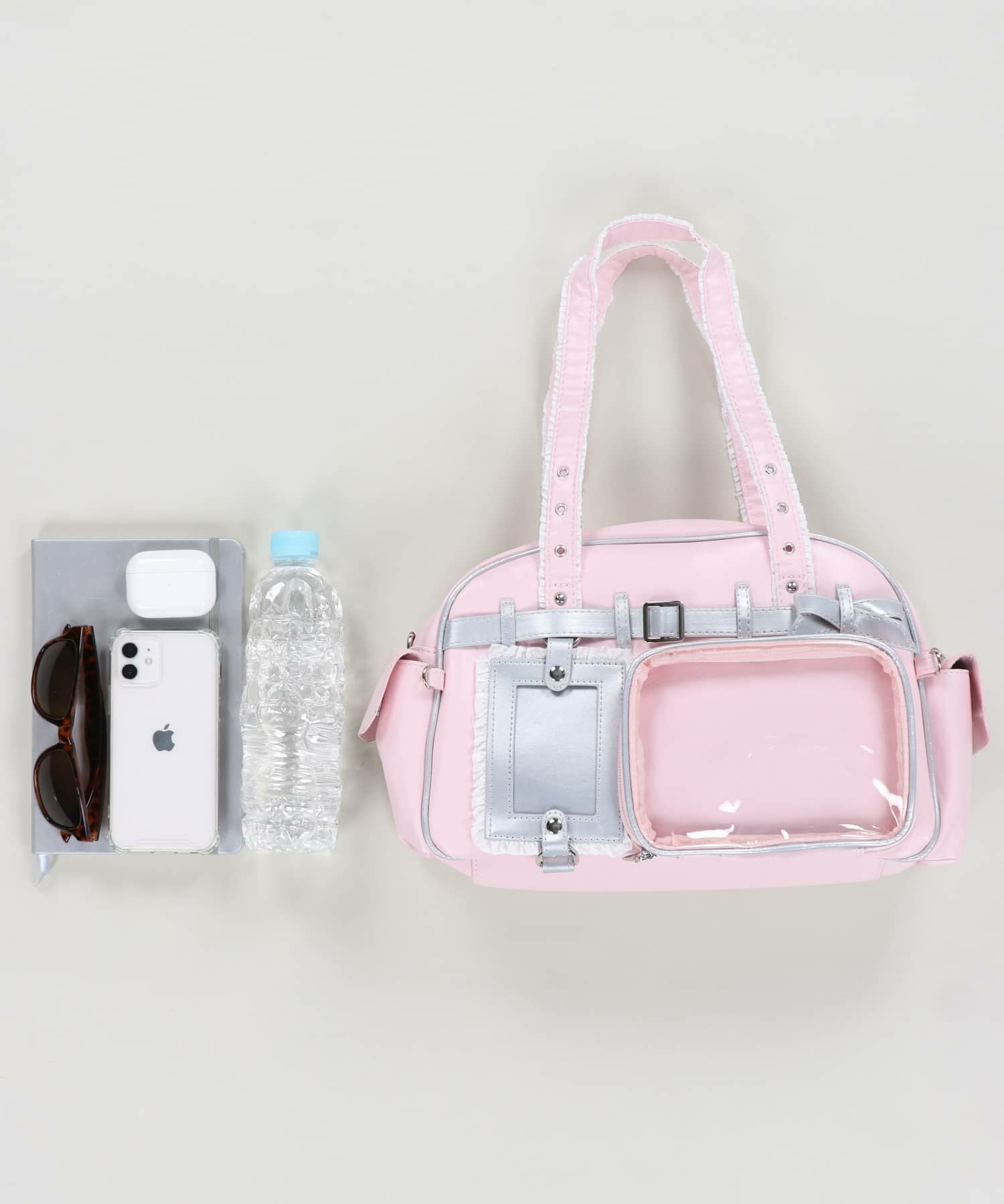 2WAY痛バッグ/クリアポケットショルダーバッグ/合皮/レース/ぬい活