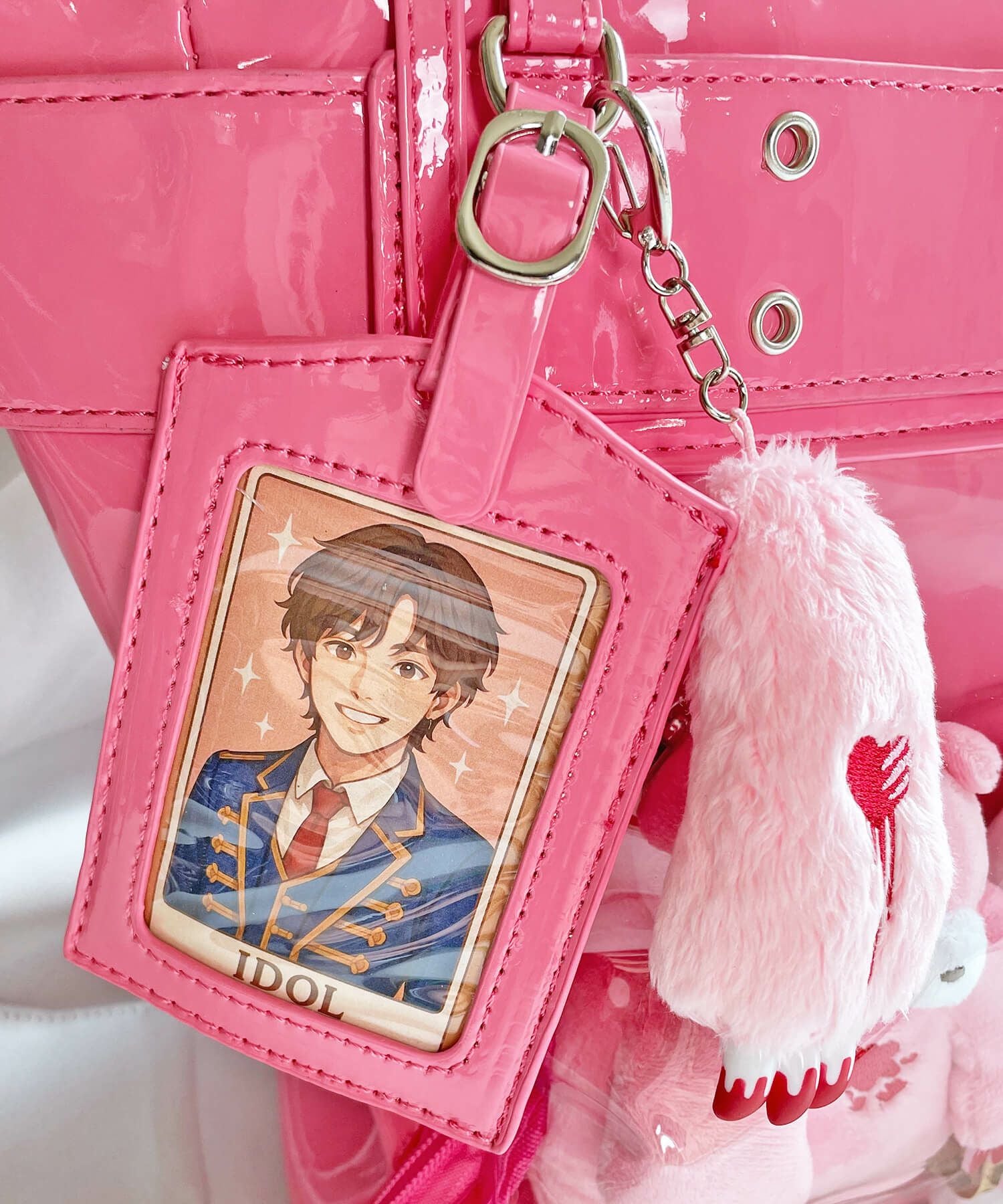 93%OFF】痛バッグ/クリアポケットショルダーバッグ/合皮/ビッグベルト