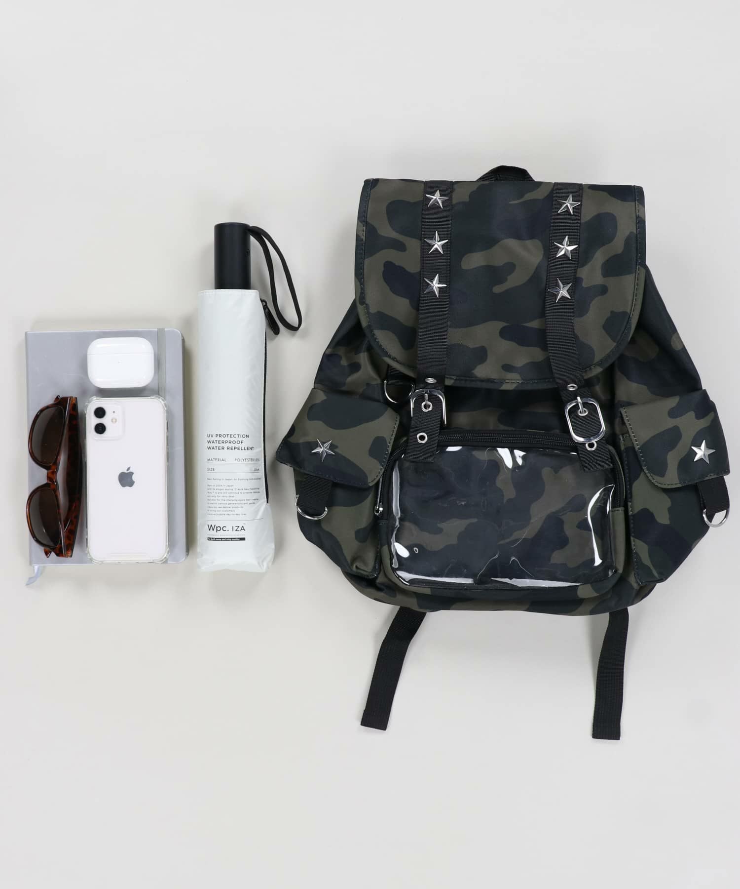 88%OFF】痛バッグ/クリアポケットバッグ/リュックサック/カモ柄/迷彩柄