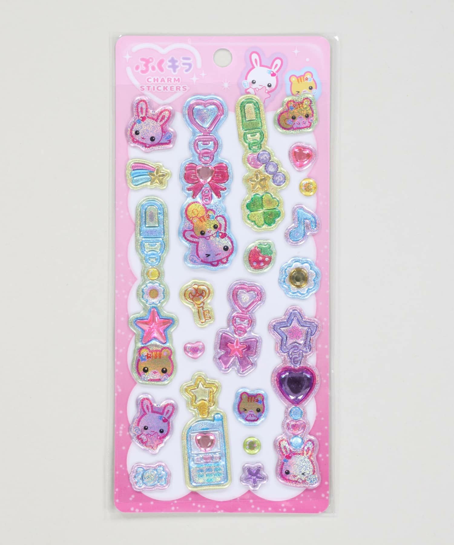 平成女児/ぷくキラチャームステッカー/シール/フワフワらびちゃん