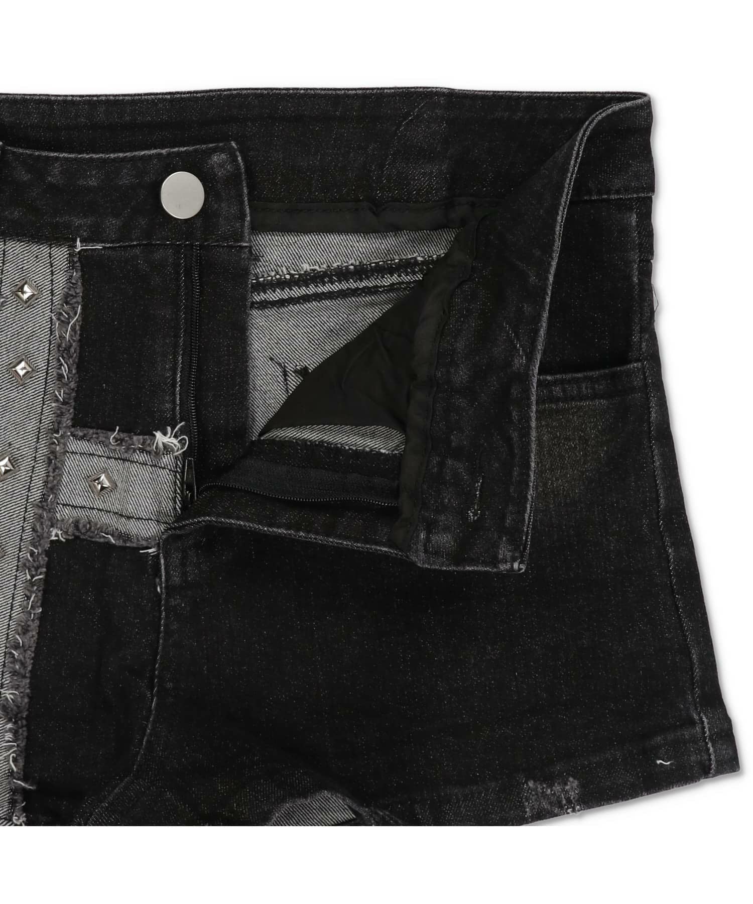 72%OFF】デニム超ショートパンツ/スタッズクロス/#平成ギャル | SPINNS