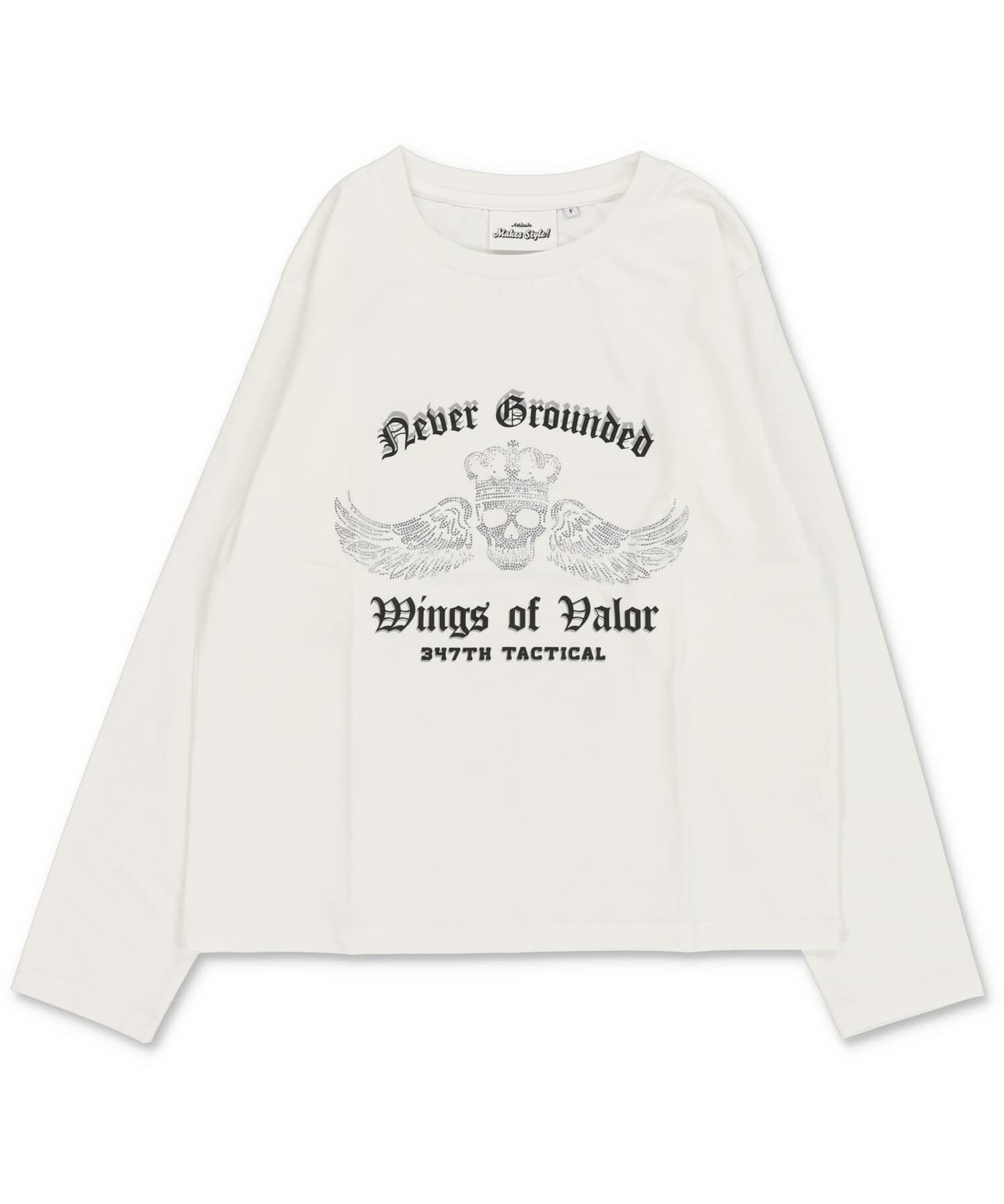 26%OFF】短丈ロングスリーブTシャツ/スカル/ロンT/ショート丈 | SPINNS