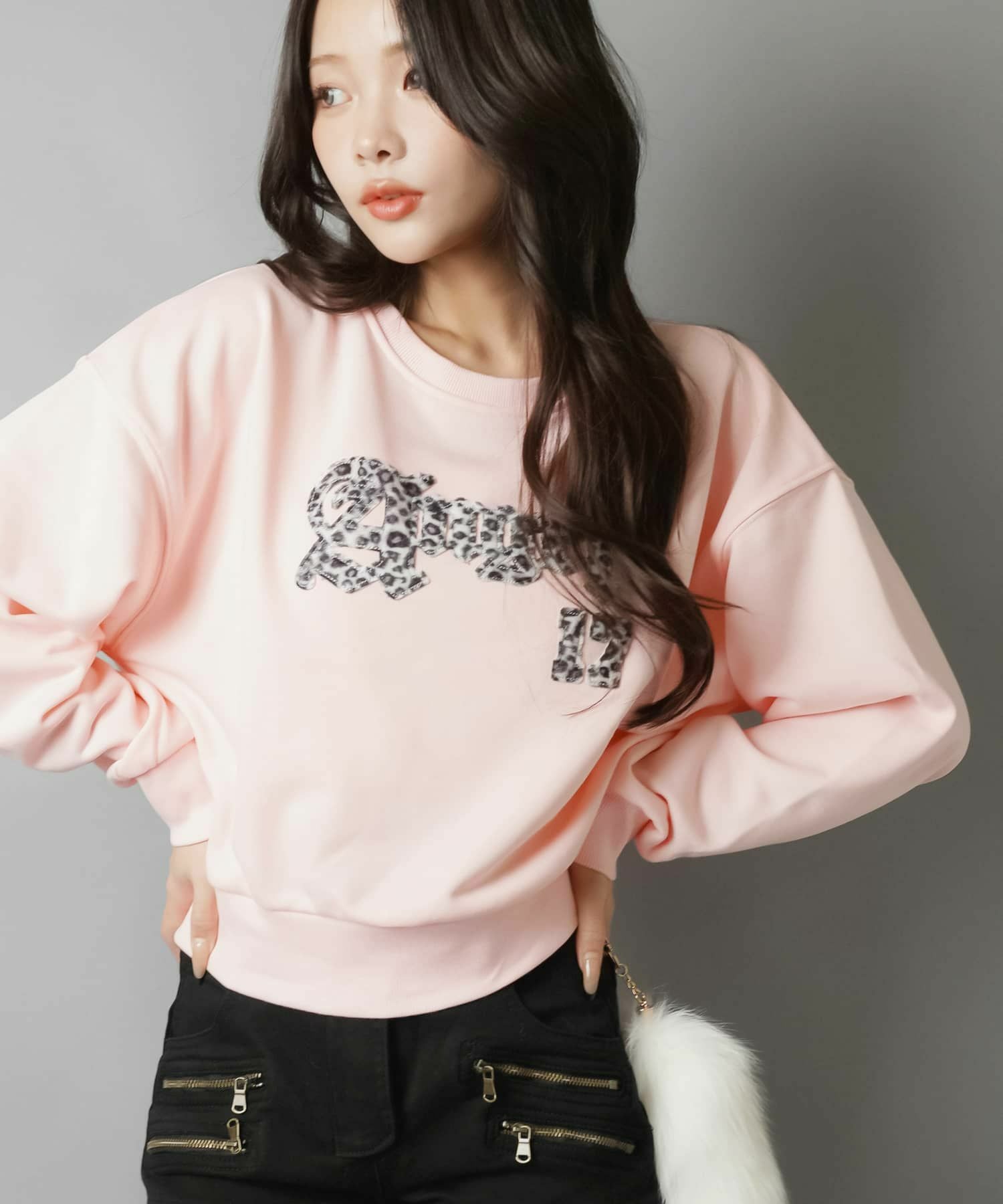 34%OFF】裏毛スウェット/ヒョウ柄貼り付けロゴ/レオパード | SPINNS
