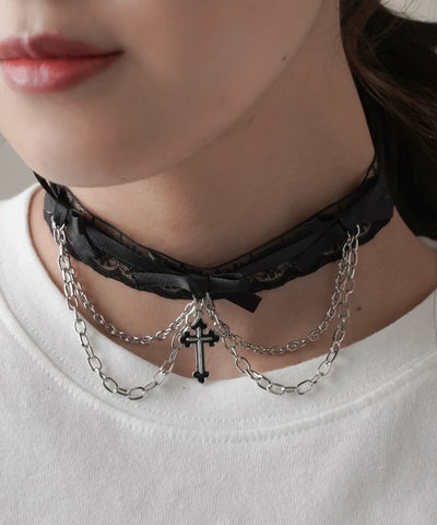 クロスモチーフ×リボン レースチョーカー | SPINNS WEB STORE | SPINNS 
