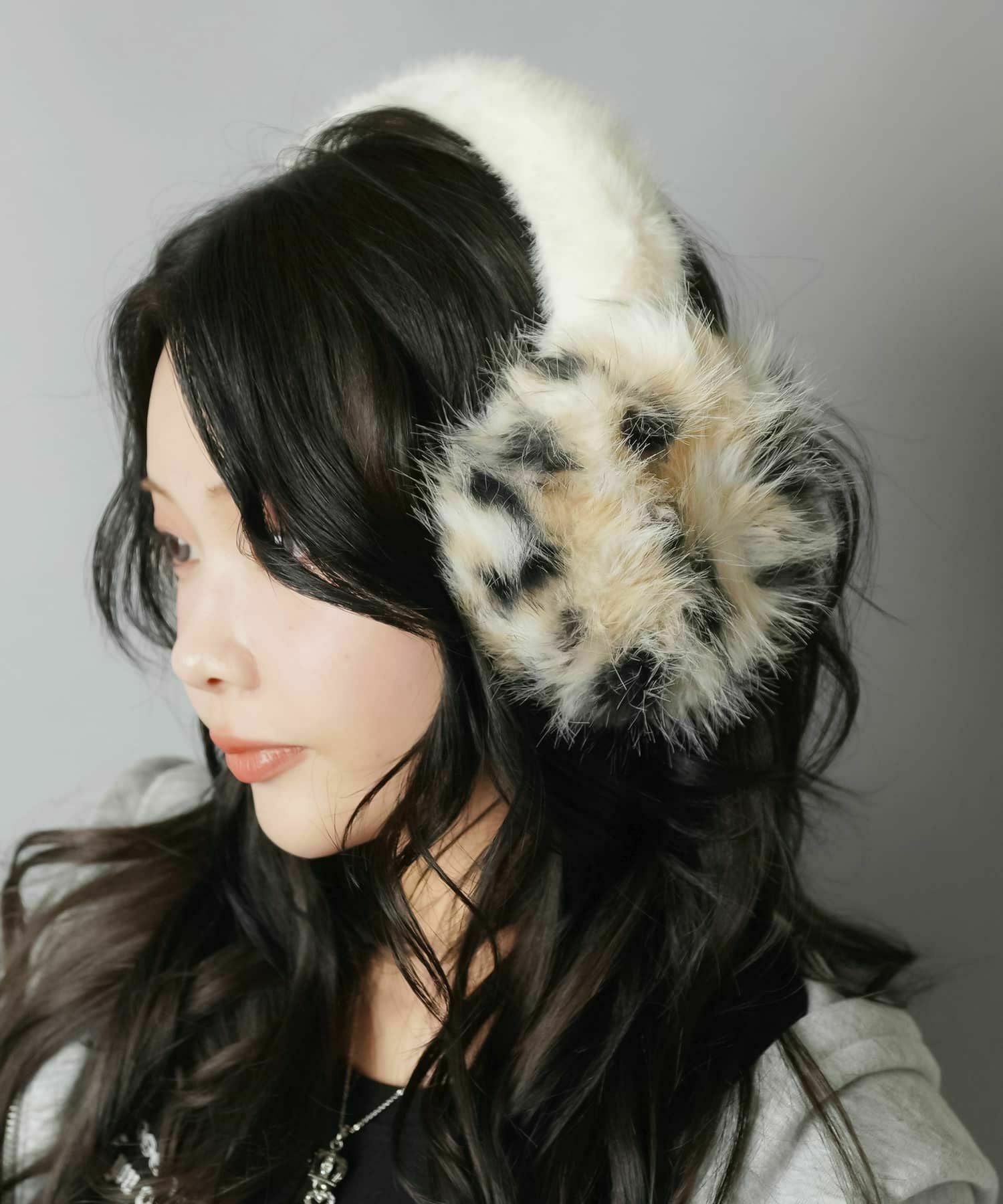 94%OFF】フェイクファーイヤーマフ/イヤマフ/耳あて/ヒョウ柄