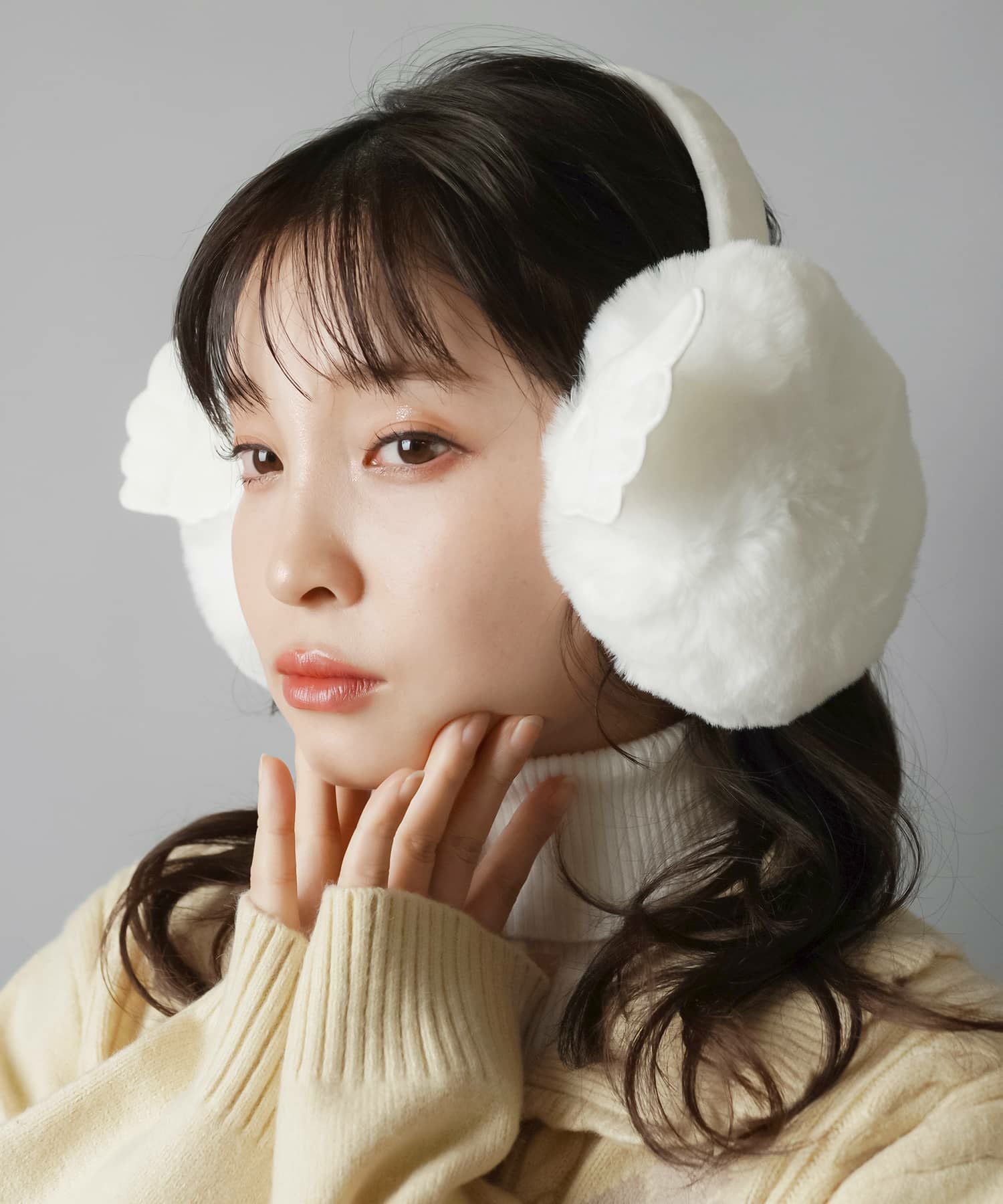 94%OFF】フェイクファーイヤーマフ/イヤマフ/耳あて/羽根/#ウィッシュ