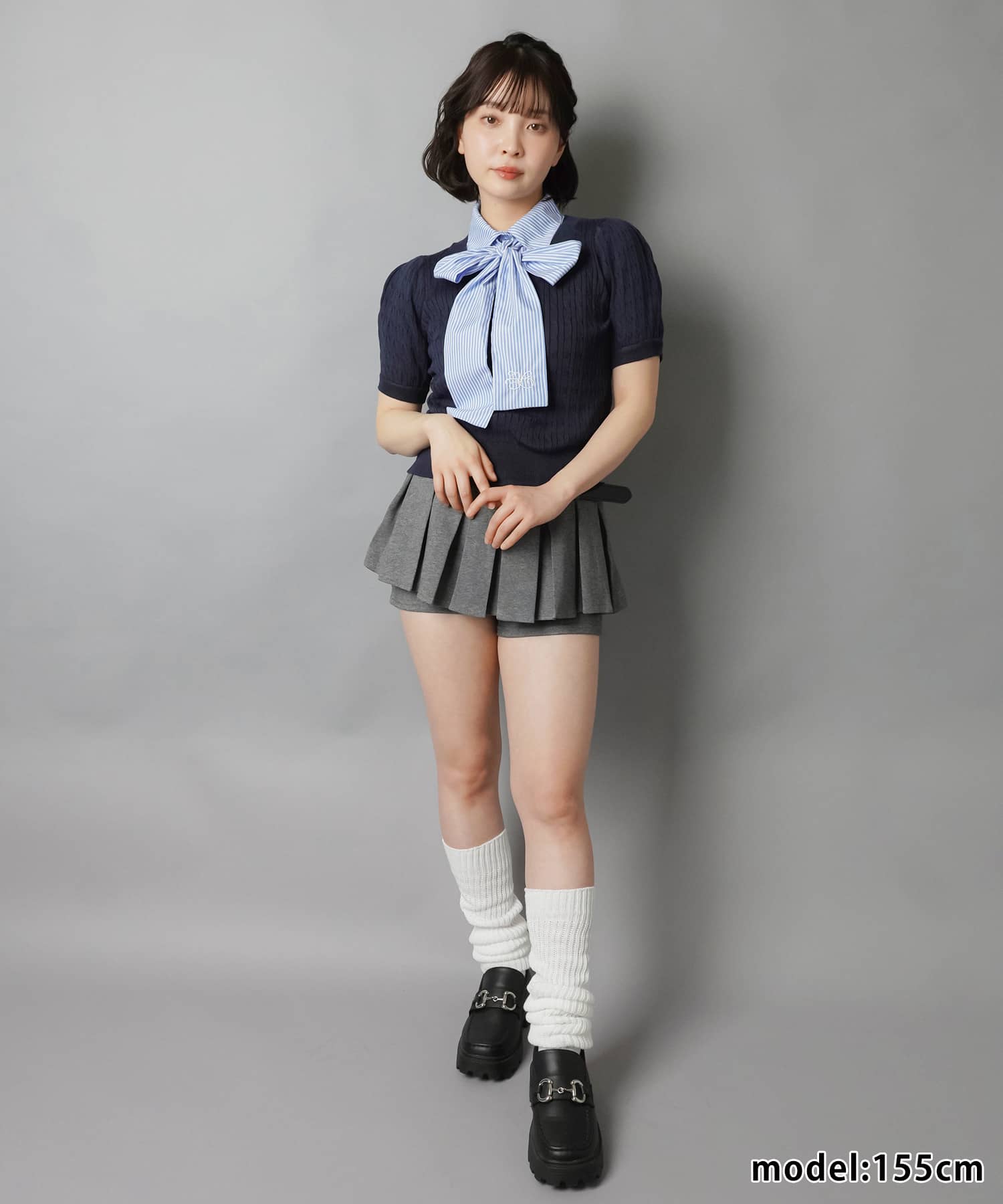 インナープリーツミニアシンメトリースカート インパンレイヤード風