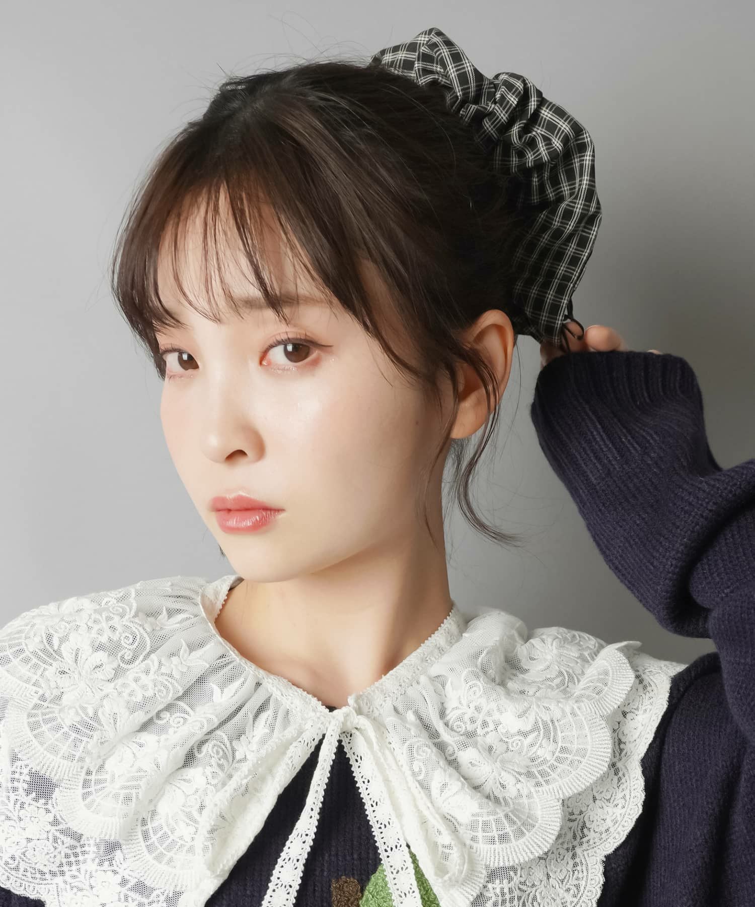 チェックシュシュ/ブラックリボン＜メール便対応＞ | SPINNS WEB STORE