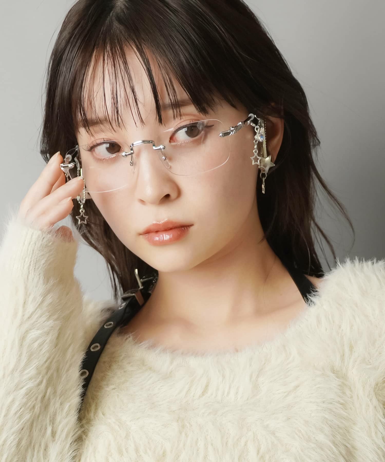 リムレス レンズレス ピアスサングラス チャーム付き ジェニ 