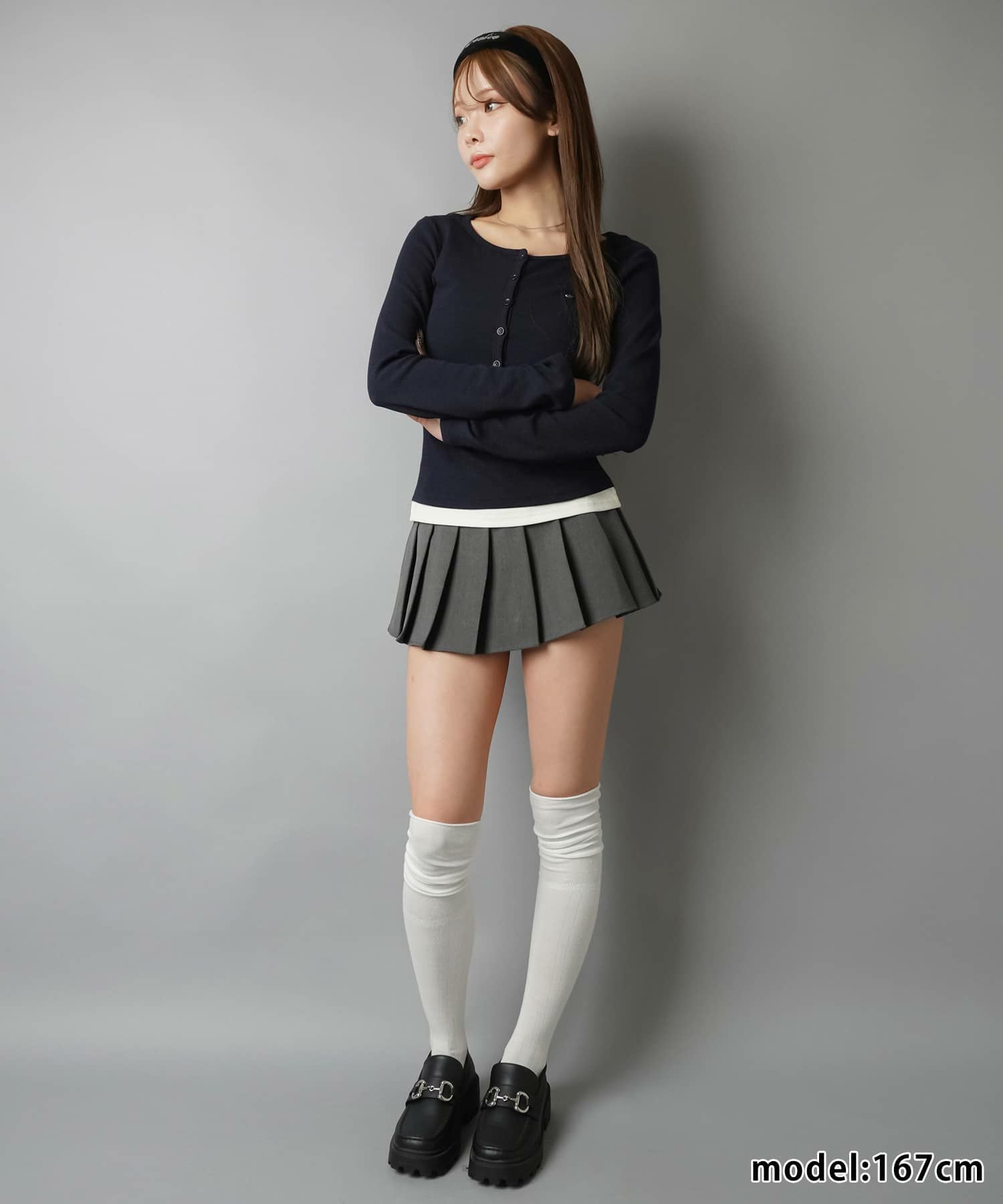インパンレイヤード風プリーツミニスカート/3ボタン | SPINNS WEB