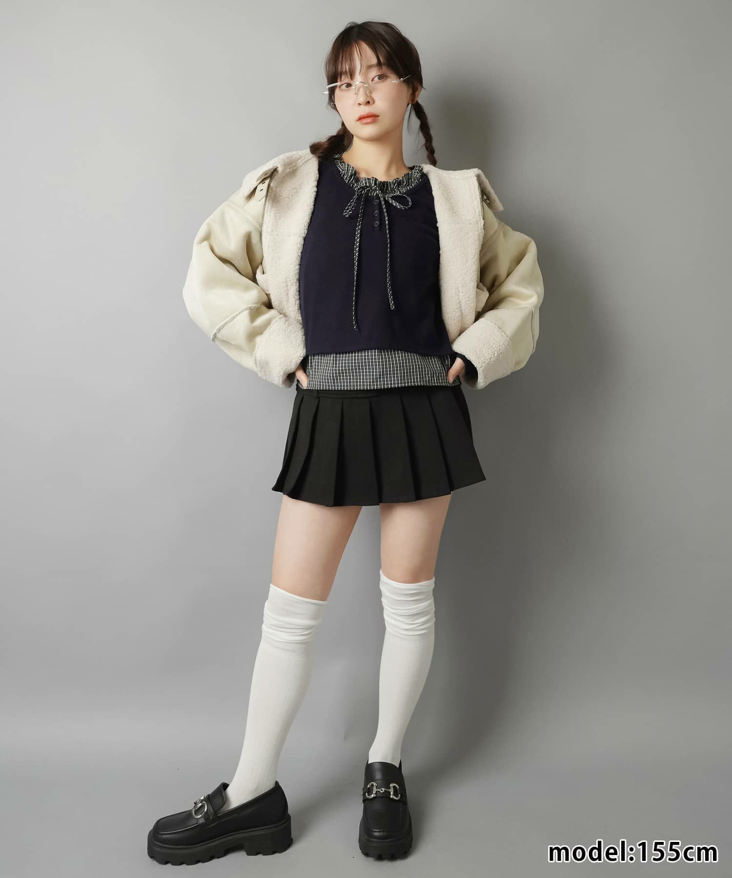 インパンレイヤード風プリーツミニスカート/3ボタン | SPINNS WEB