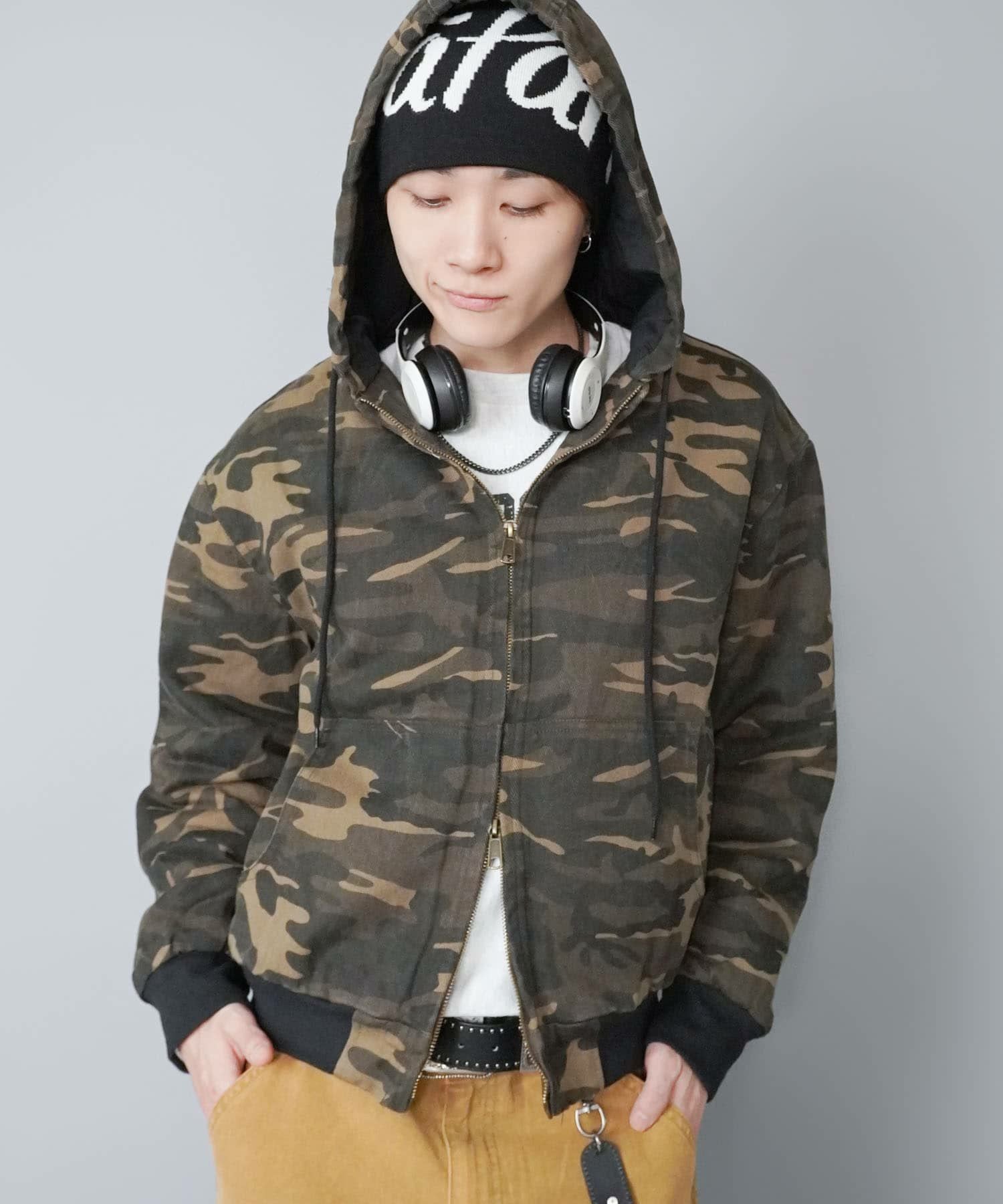 34%OFF】短丈カモフラージュ柄アクティブジャケット/ダブルジップ