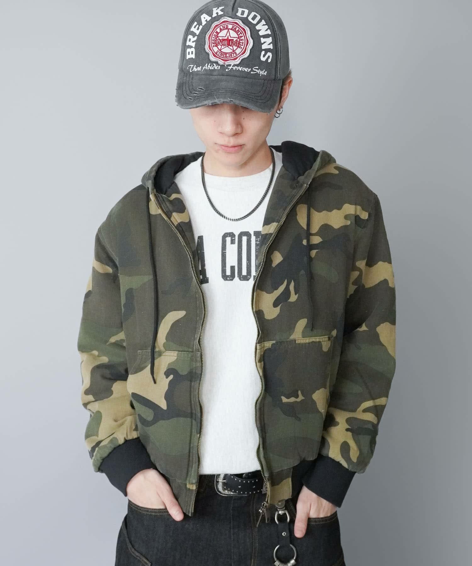 34%OFF】短丈カモフラージュ柄アクティブジャケット/ダブルジップ