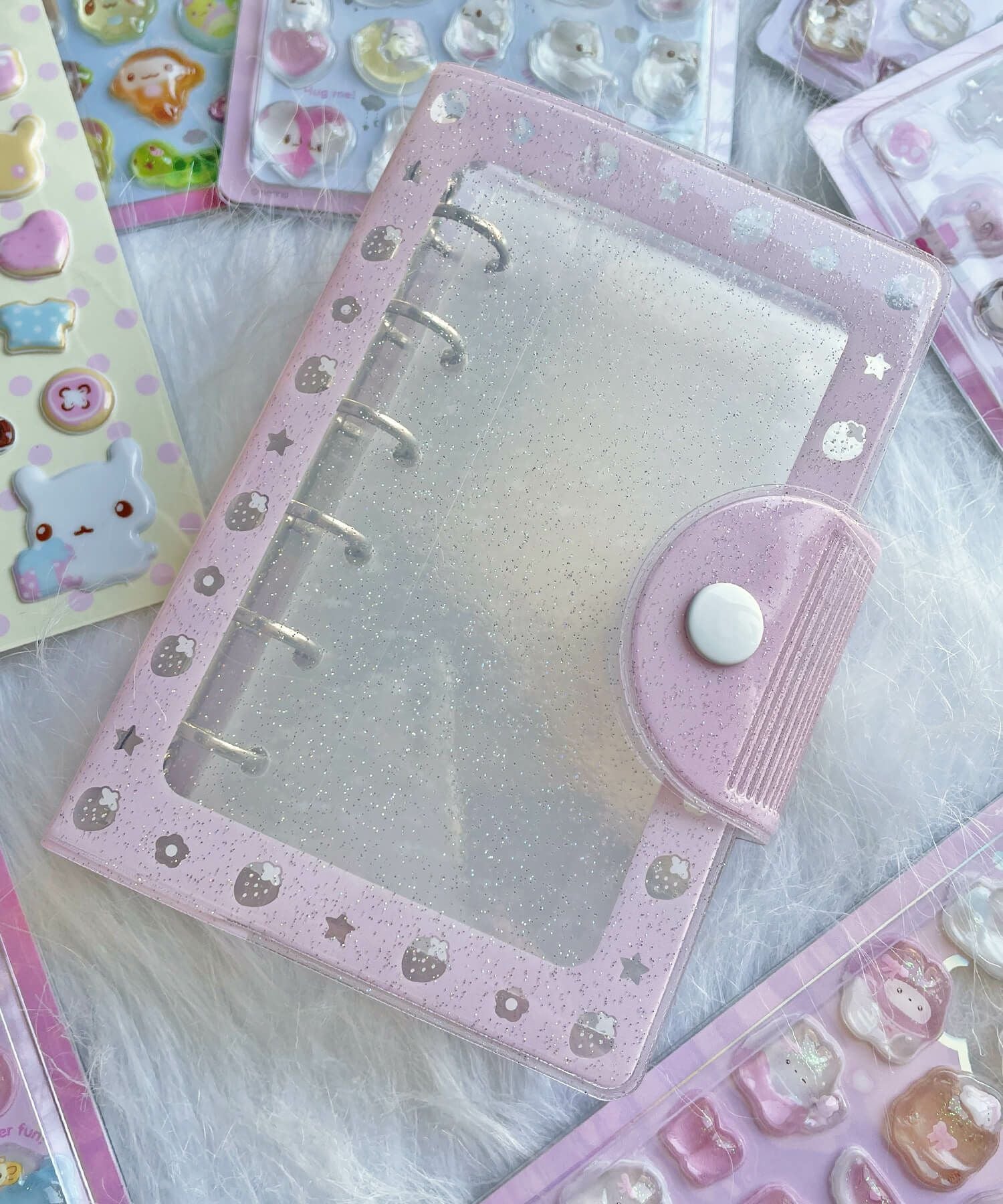 ≪MERING/メリング≫クリア6穴バインダー/シール帳/ストロベリー