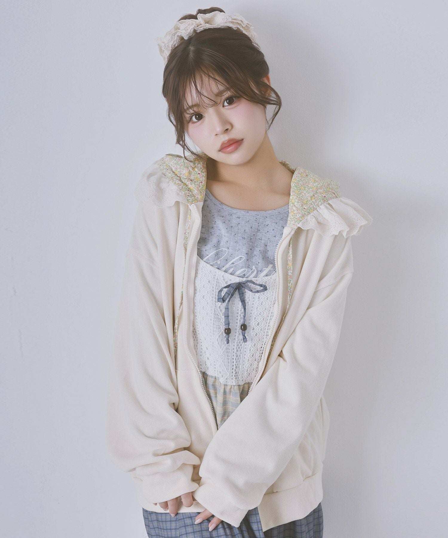 フード付きジップパーカー/花柄レース/#NEO森ガール | SPINNS WEB