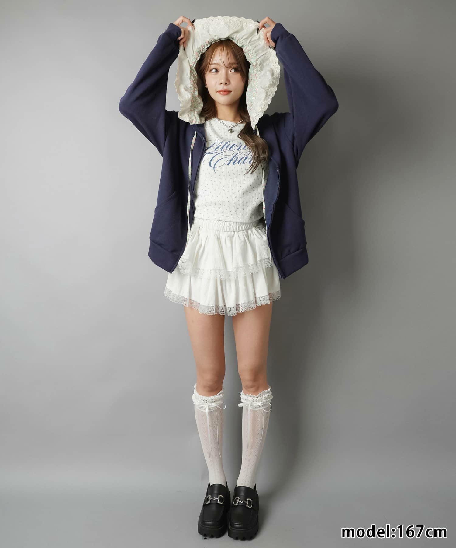 51%OFF】フード付きジップパーカー/花柄レース/#NEO森ガール | SPINNS
