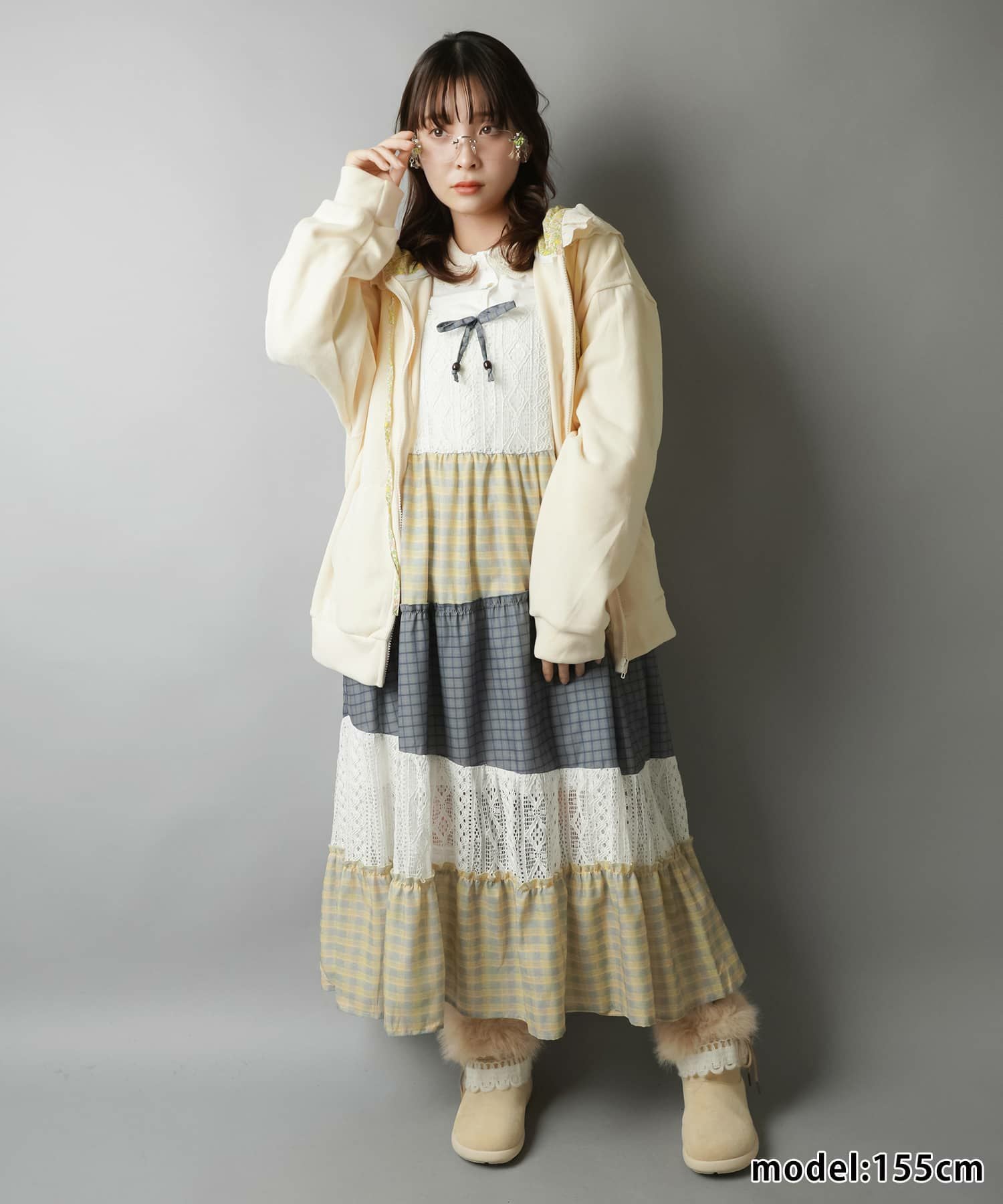 フード付きジップパーカー/花柄レース/#NEO森ガール | SPINNS WEB