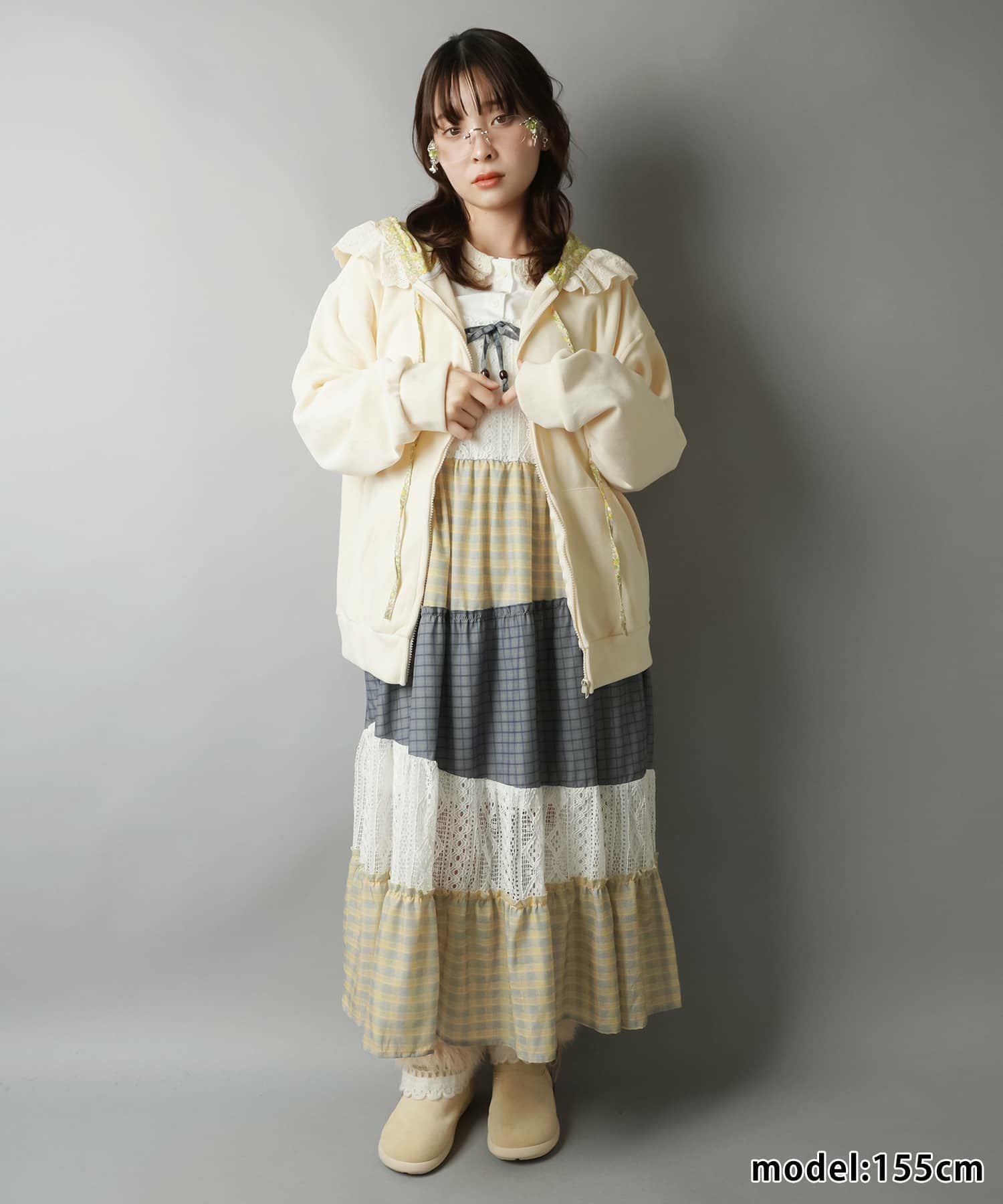 51%OFF】フード付きジップパーカー/花柄レース/#NEO森ガール | SPINNS