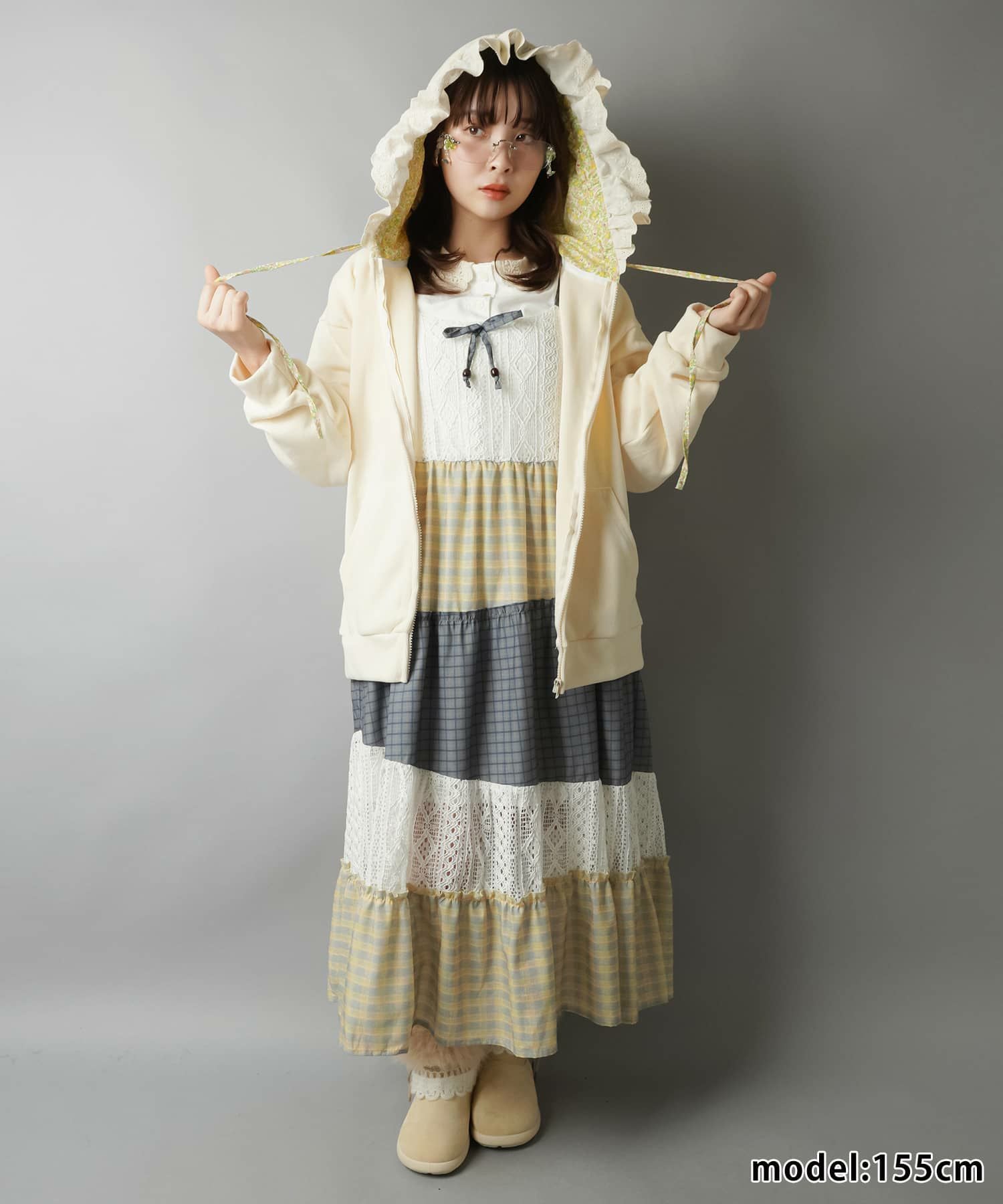 51%OFF】フード付きジップパーカー/花柄レース/#NEO森ガール | SPINNS