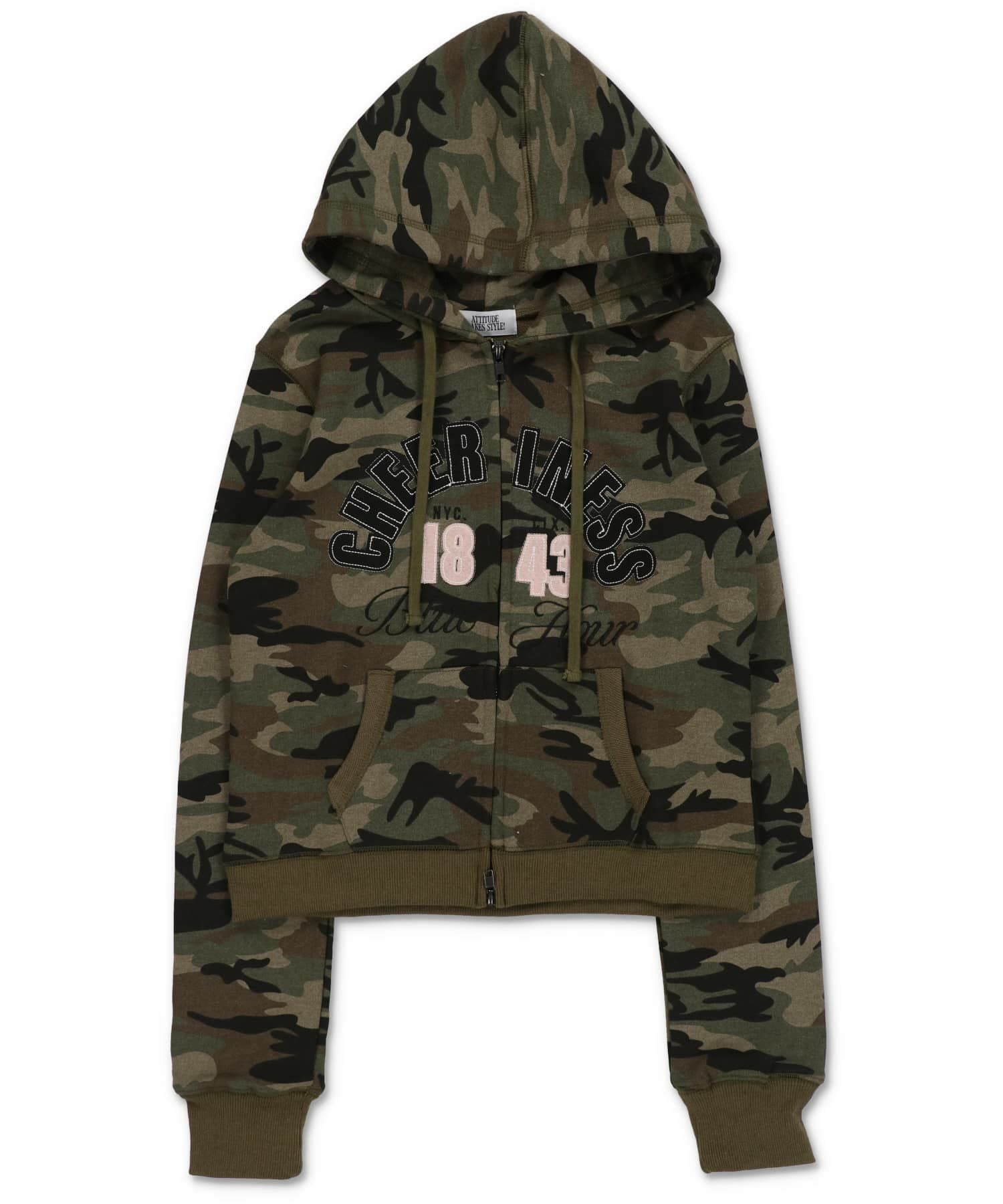 60%OFF】カモ柄タイトジップパーカー/迷彩 | SPINNS WEB STORE