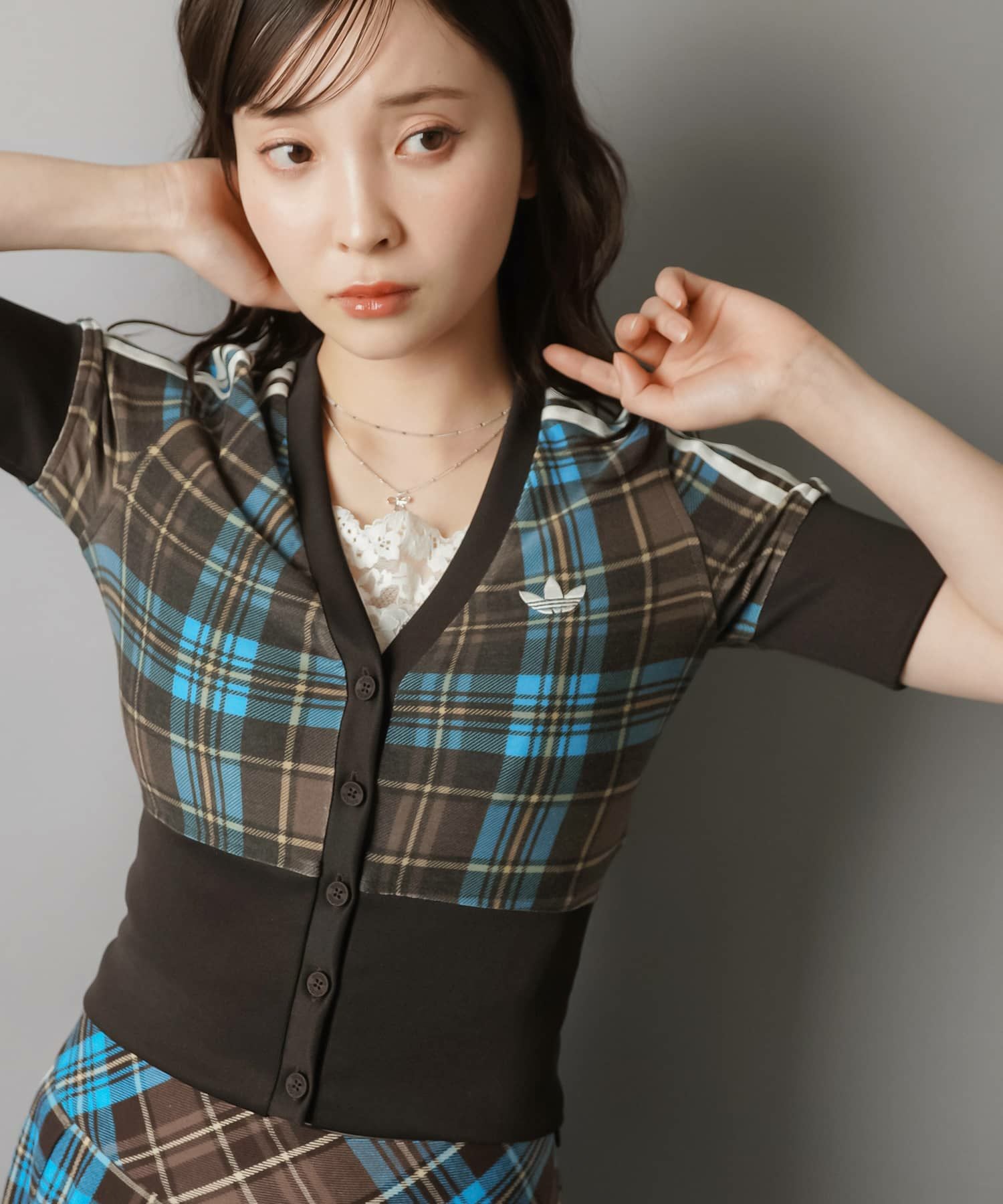 51%OFF】≪adidas/アディダス≫チェック柄半袖カーディガン
