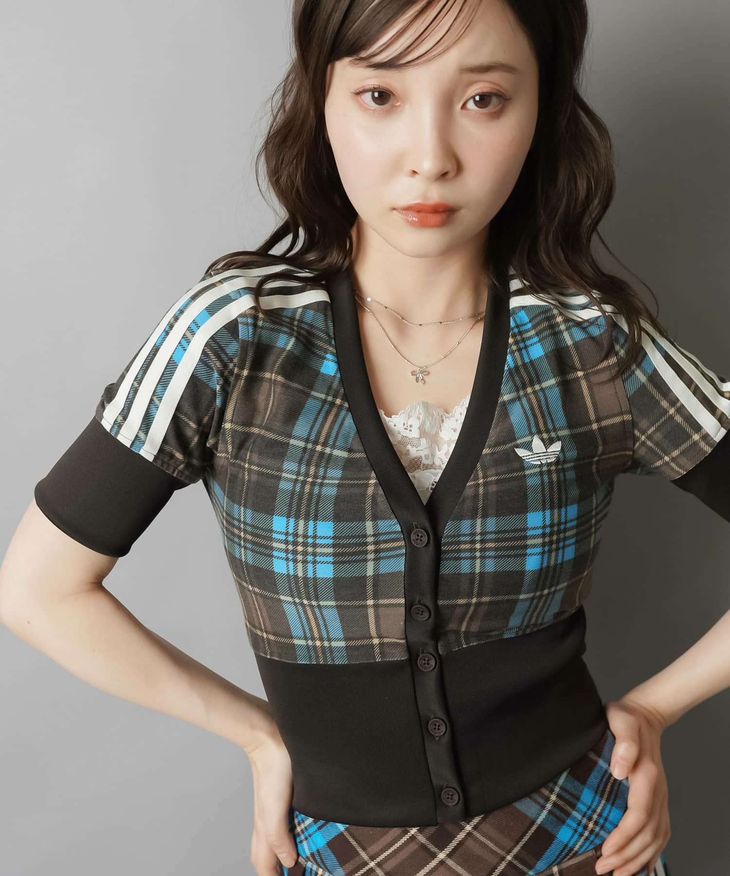 51%OFF】≪adidas/アディダス≫チェック柄半袖カーディガン