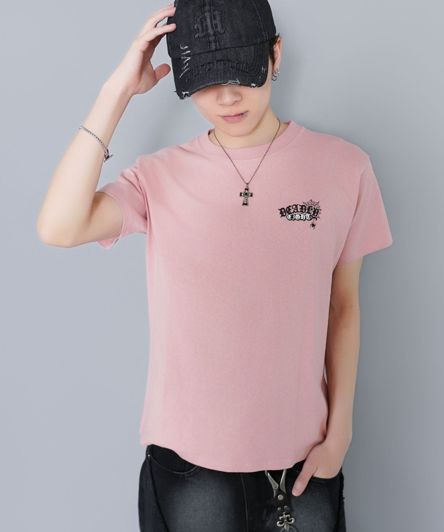17%OFF】8ボールバックプリント半袖Tシャツ/サガラ刺繍ロゴ/ワン