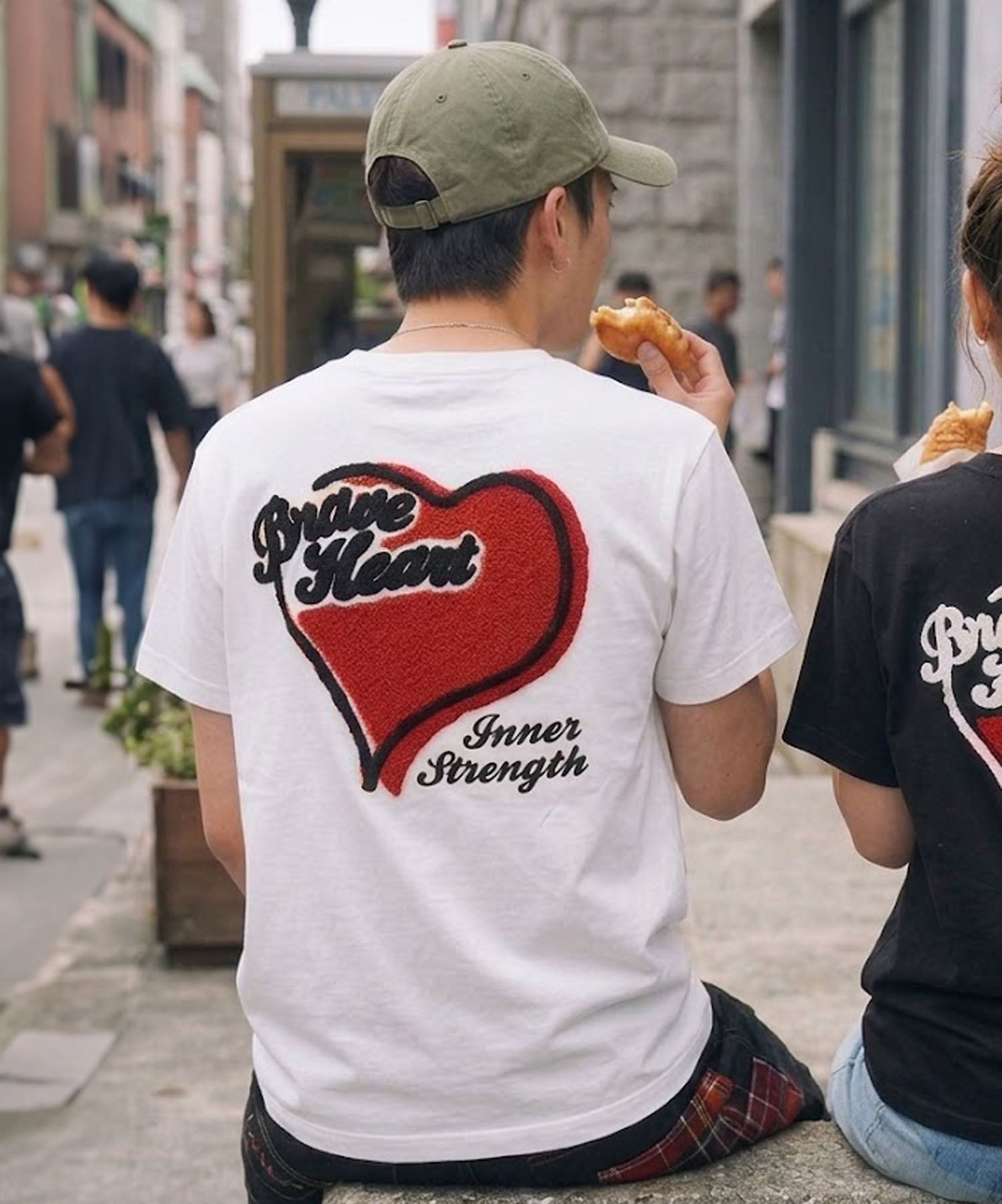 17%OFF】ハートバックプリント半袖Tシャツ/サガラ刺繍ロゴ /ワン
