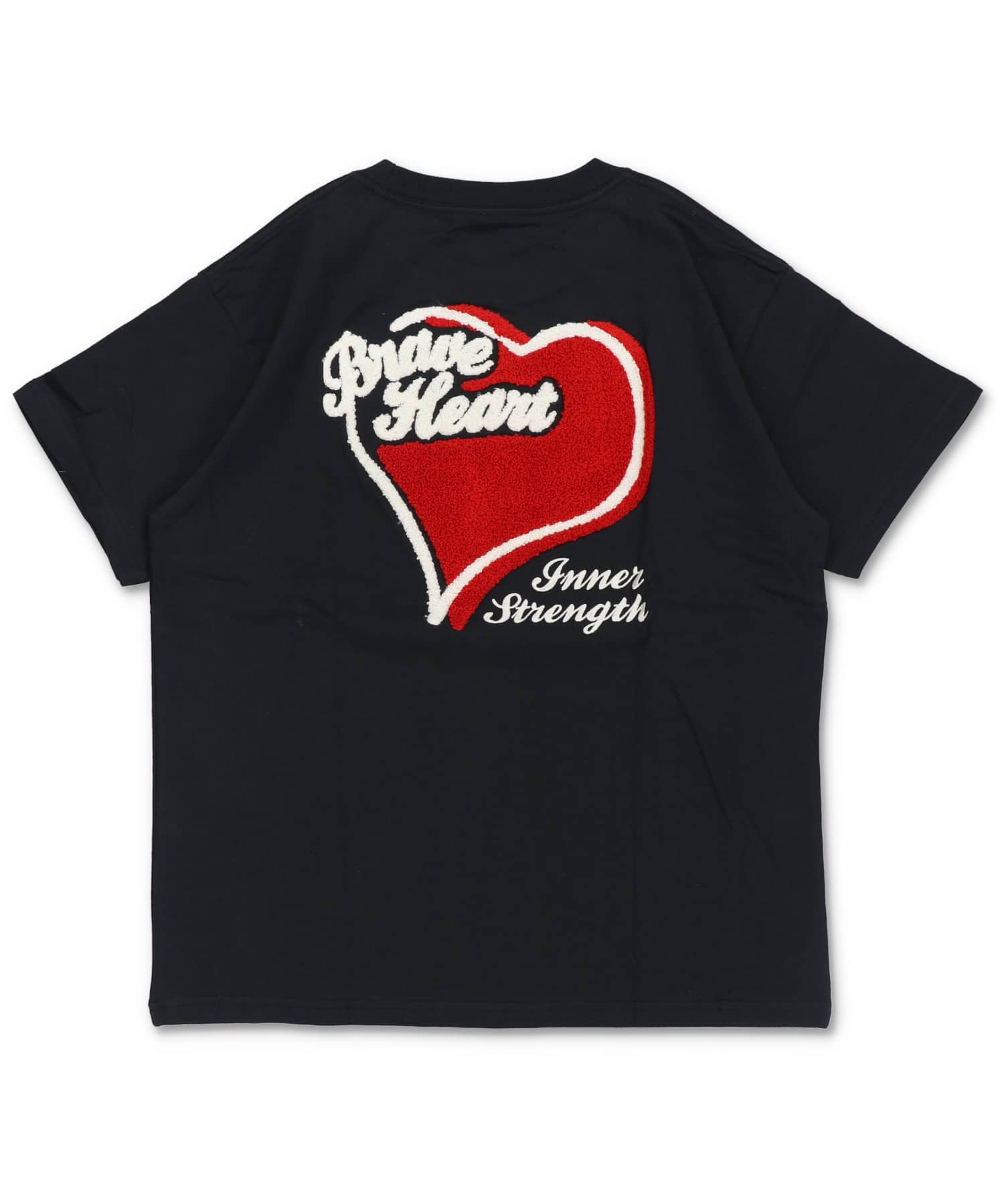 17%OFF】ハートバックプリント半袖Tシャツ/サガラ刺繍ロゴ /ワン