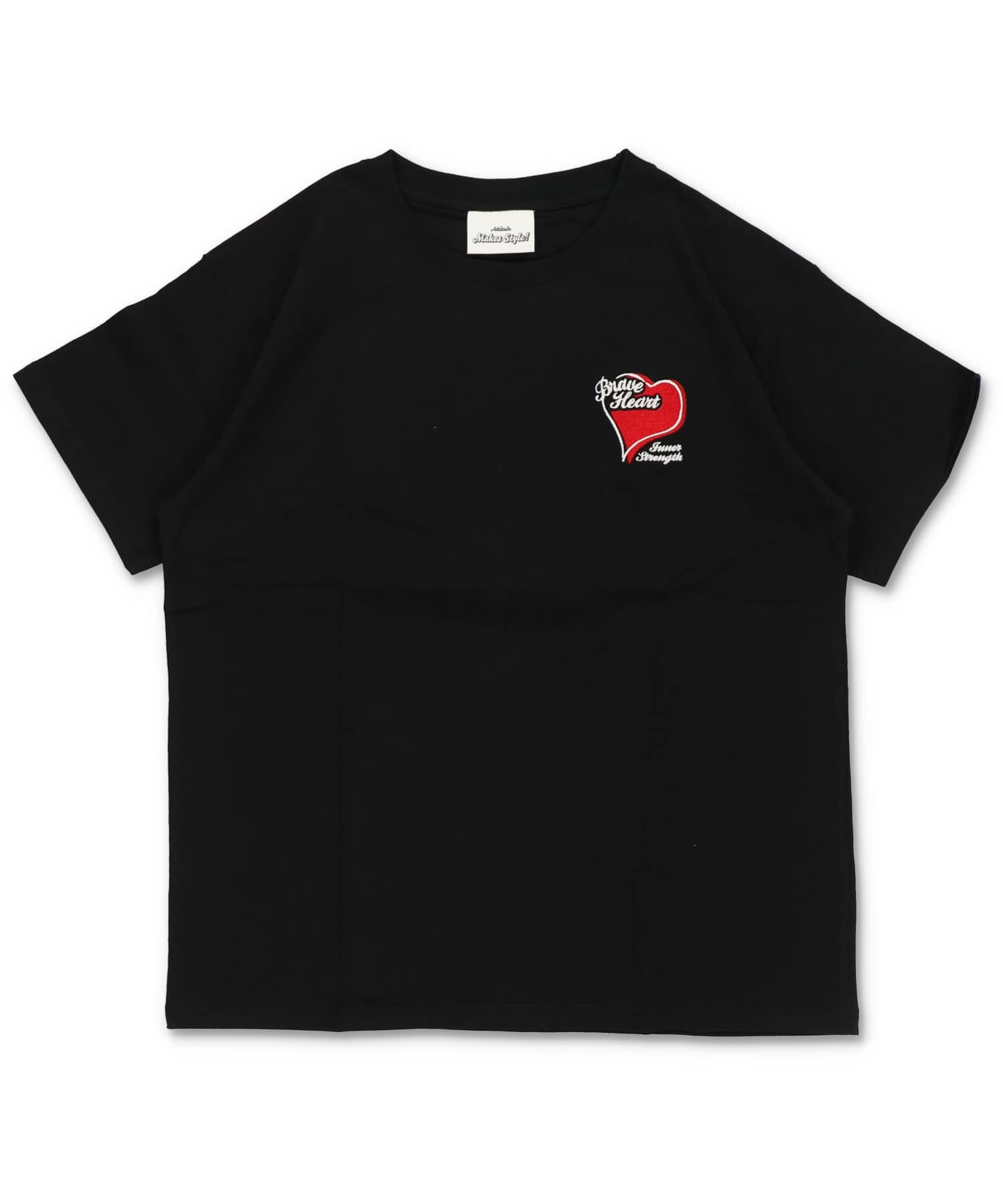 17%OFF】ハートバックプリント半袖Tシャツ/サガラ刺繍ロゴ /ワン