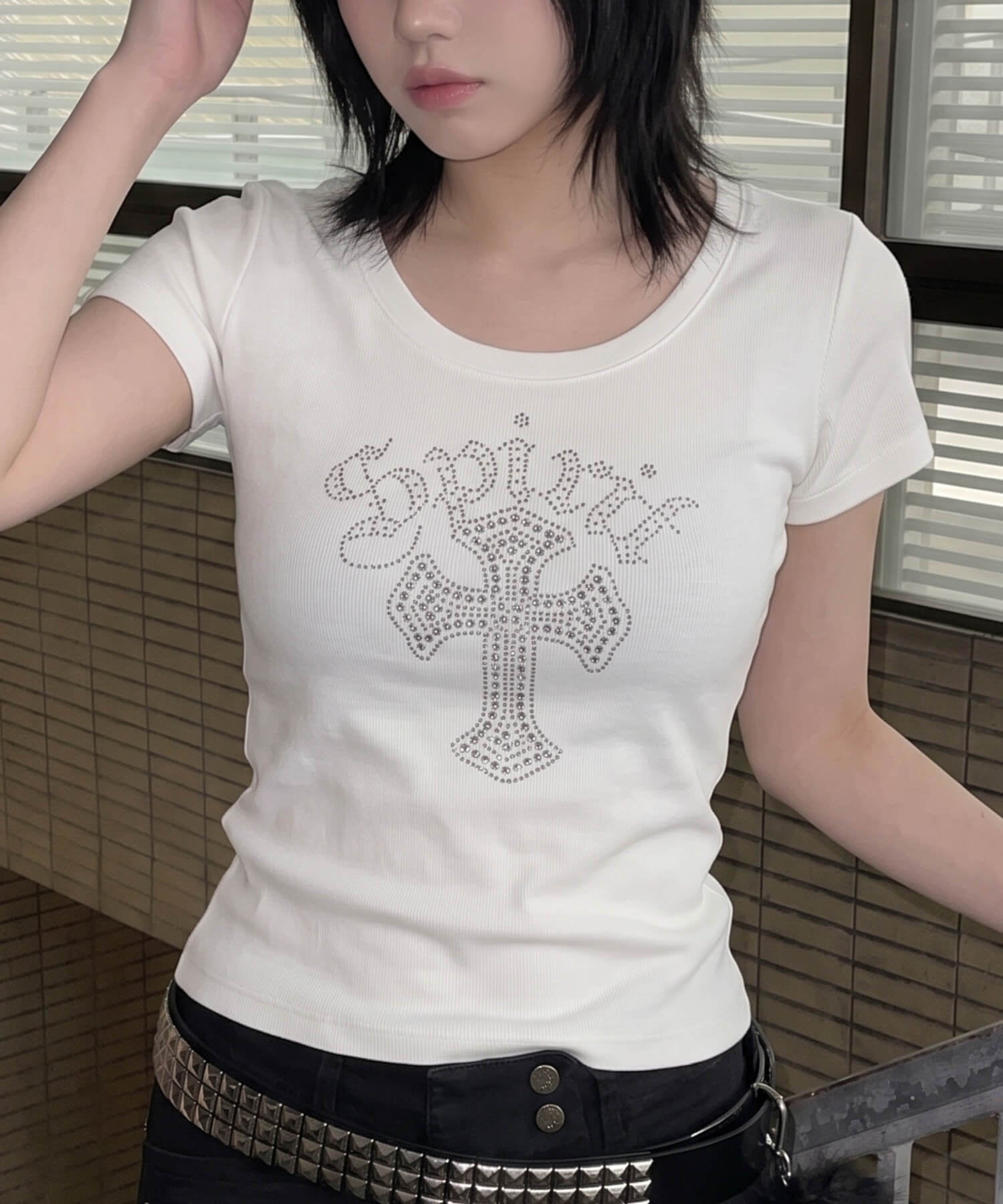 半袖Tシャツ/ラインストーンクロス/#平成ギャル | SPINNS WEB STORE