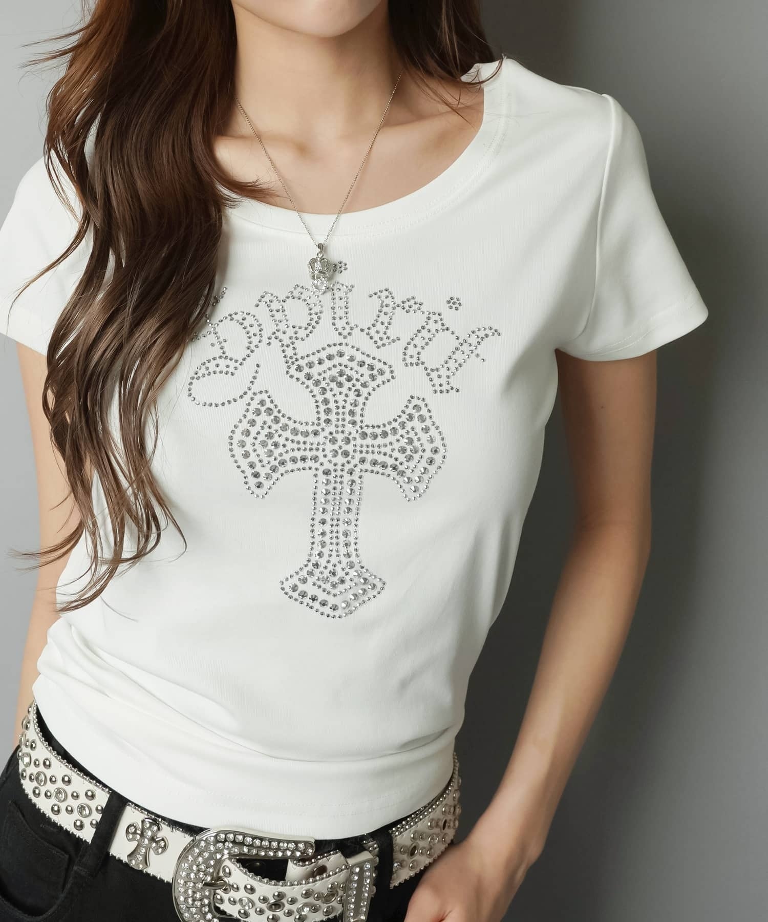 半袖Tシャツ/ラインストーンクロス/#平成ギャル | SPINNS WEB STORE