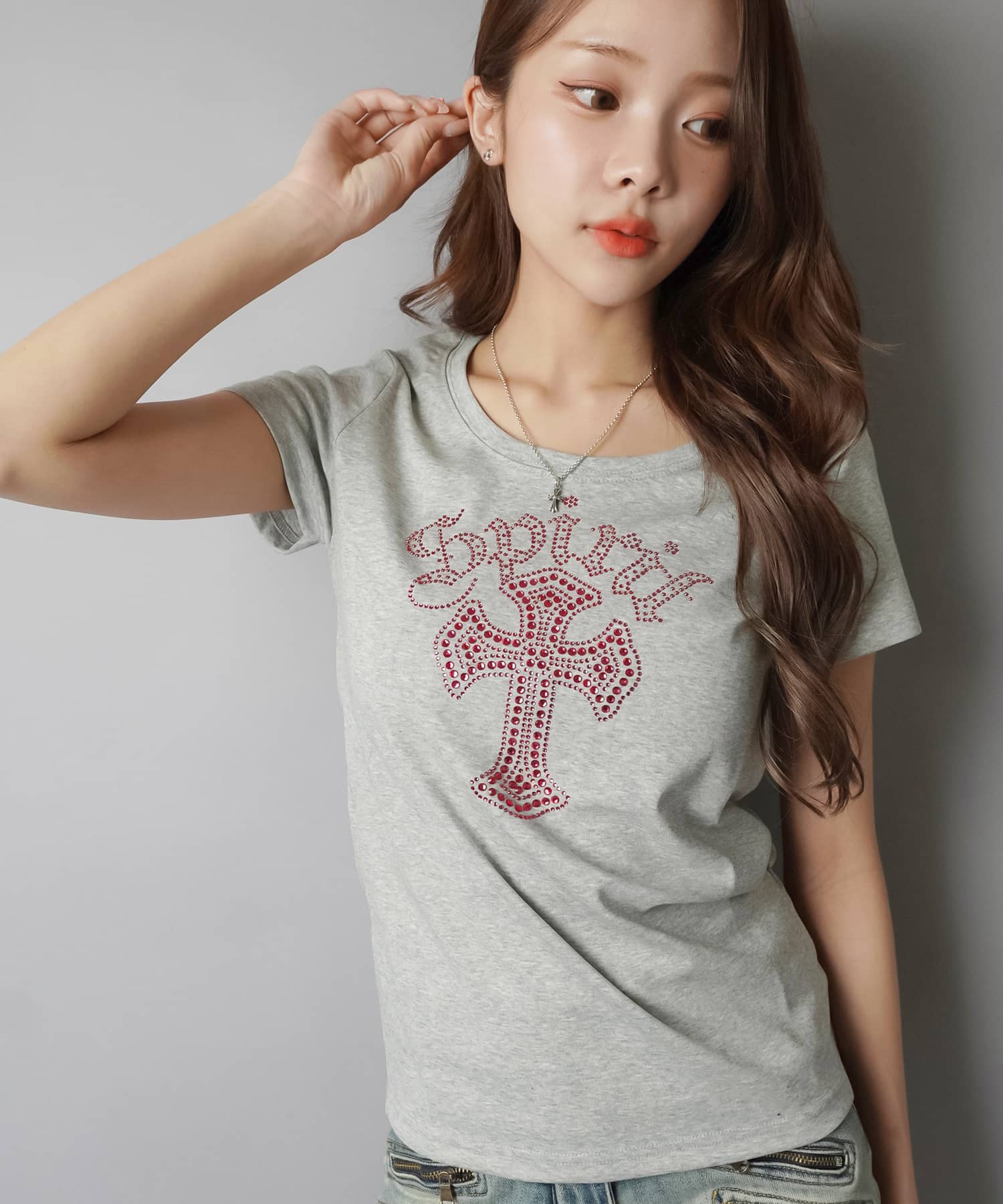 半袖Tシャツ/ラインストーンクロス/#平成ギャル | SPINNS WEB STORE