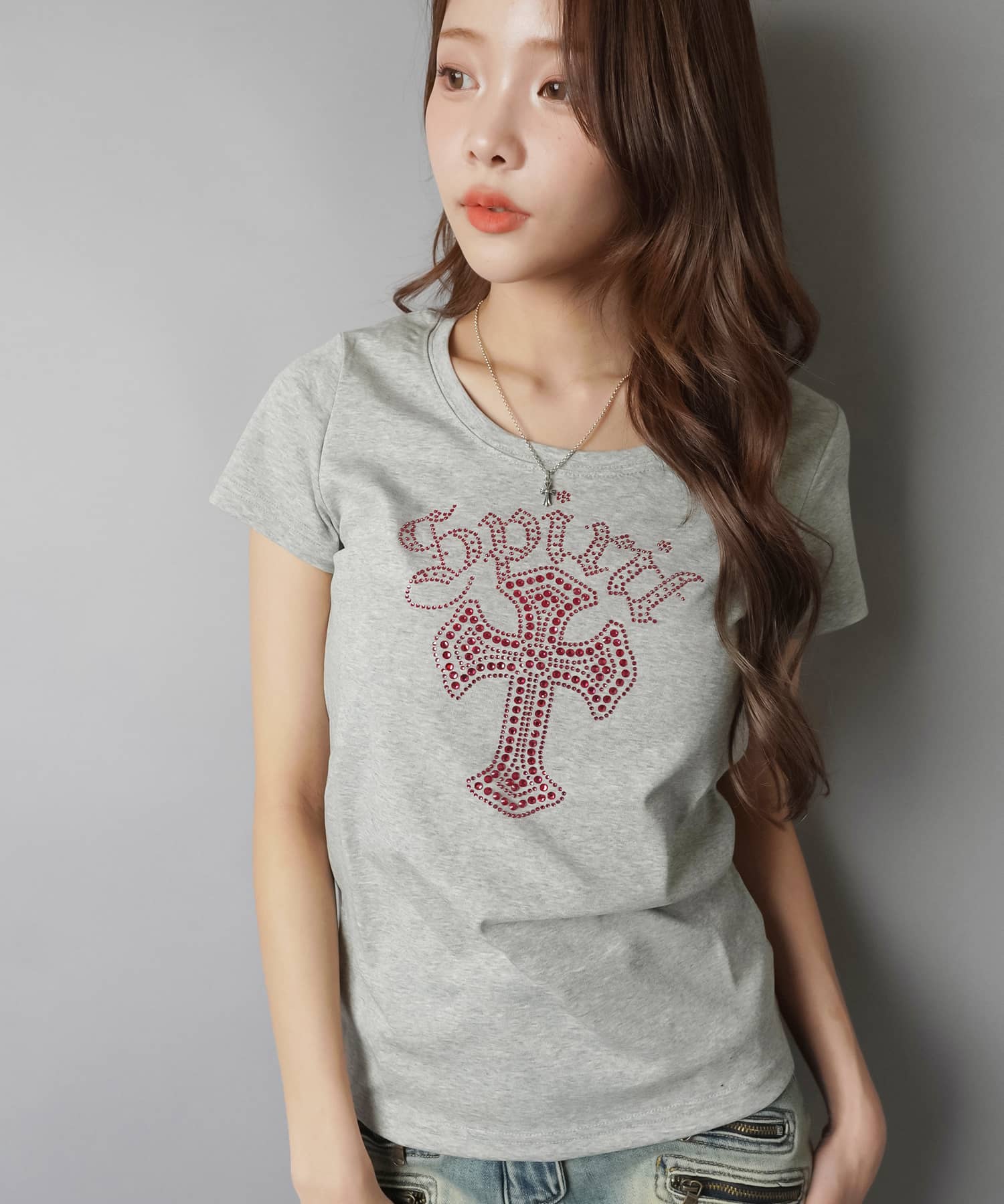 半袖Tシャツ/ラインストーンクロス/#平成ギャル | SPINNS WEB STORE