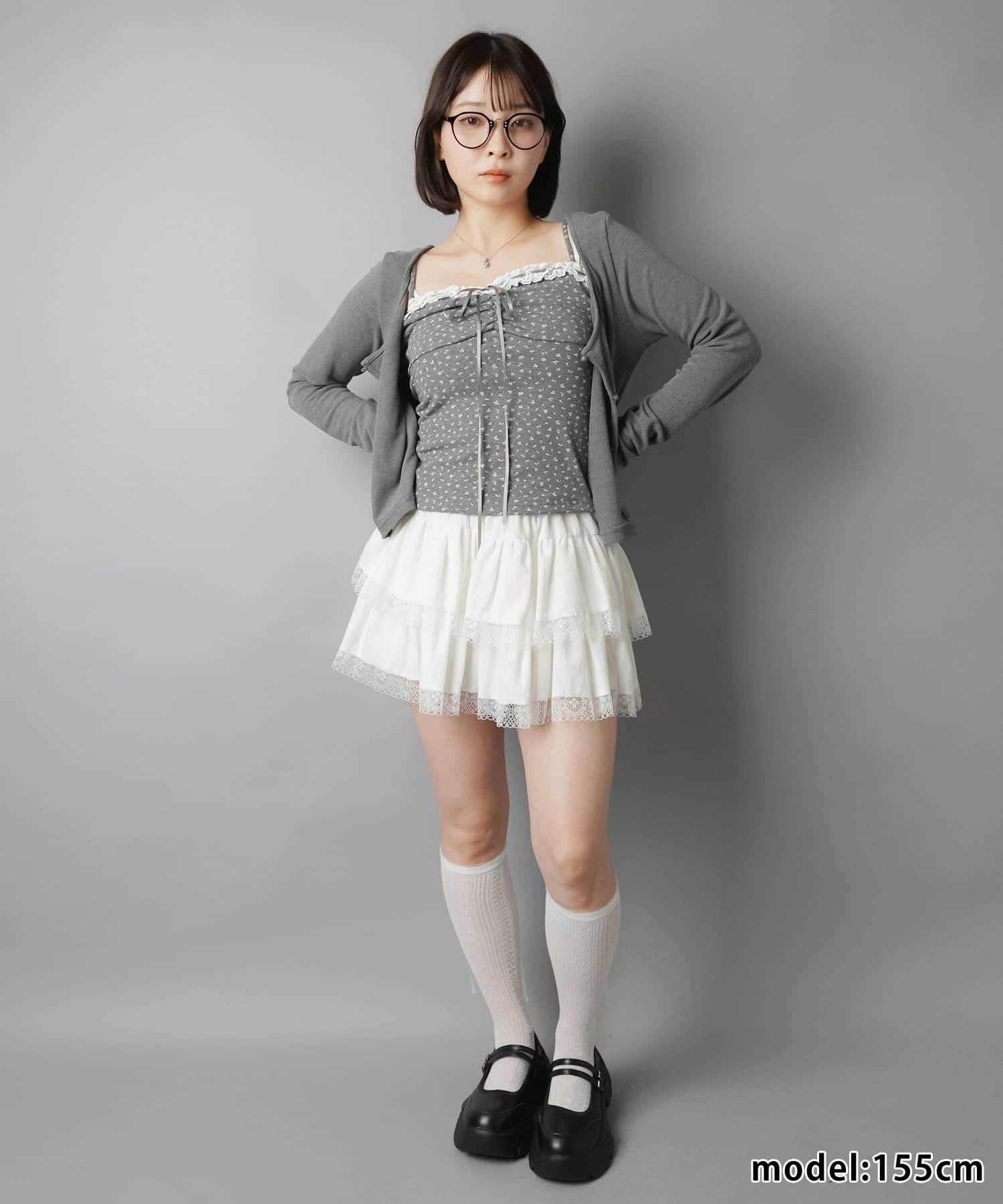 長袖カーディガン+小花柄キャミソールセット/フライス | SPINNS WEB