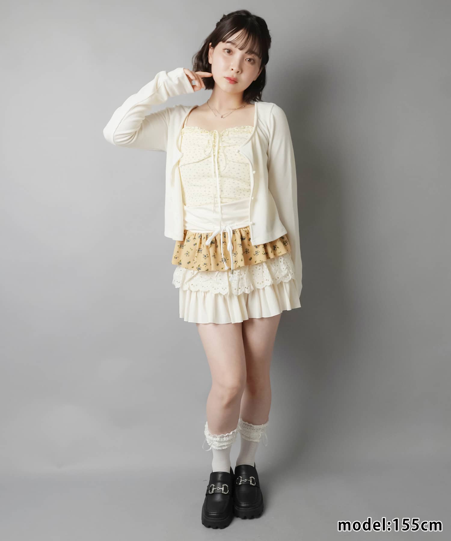 長袖カーディガン+小花柄キャミソールセット/フライス | SPINNS WEB