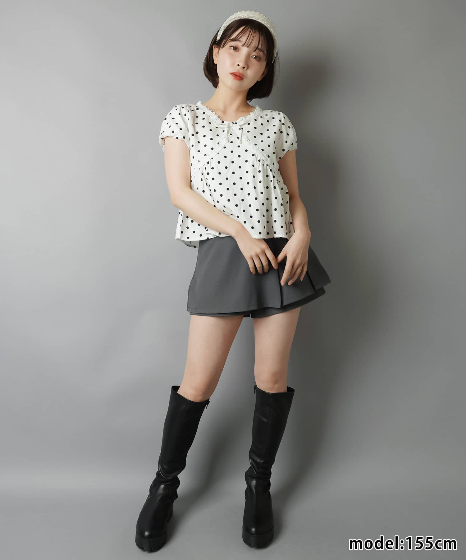 ドット柄半袖ブラウス/パフスリーブ | SPINNS WEB STORE | SPINNS