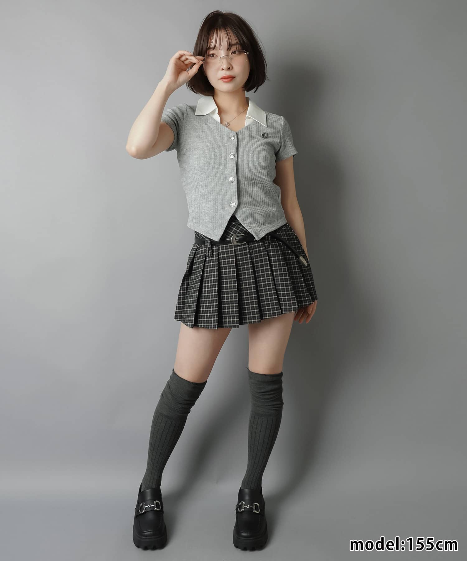 15%OFF】チェック柄プリーツミニスカート/ベルト付き/インナーパンツ