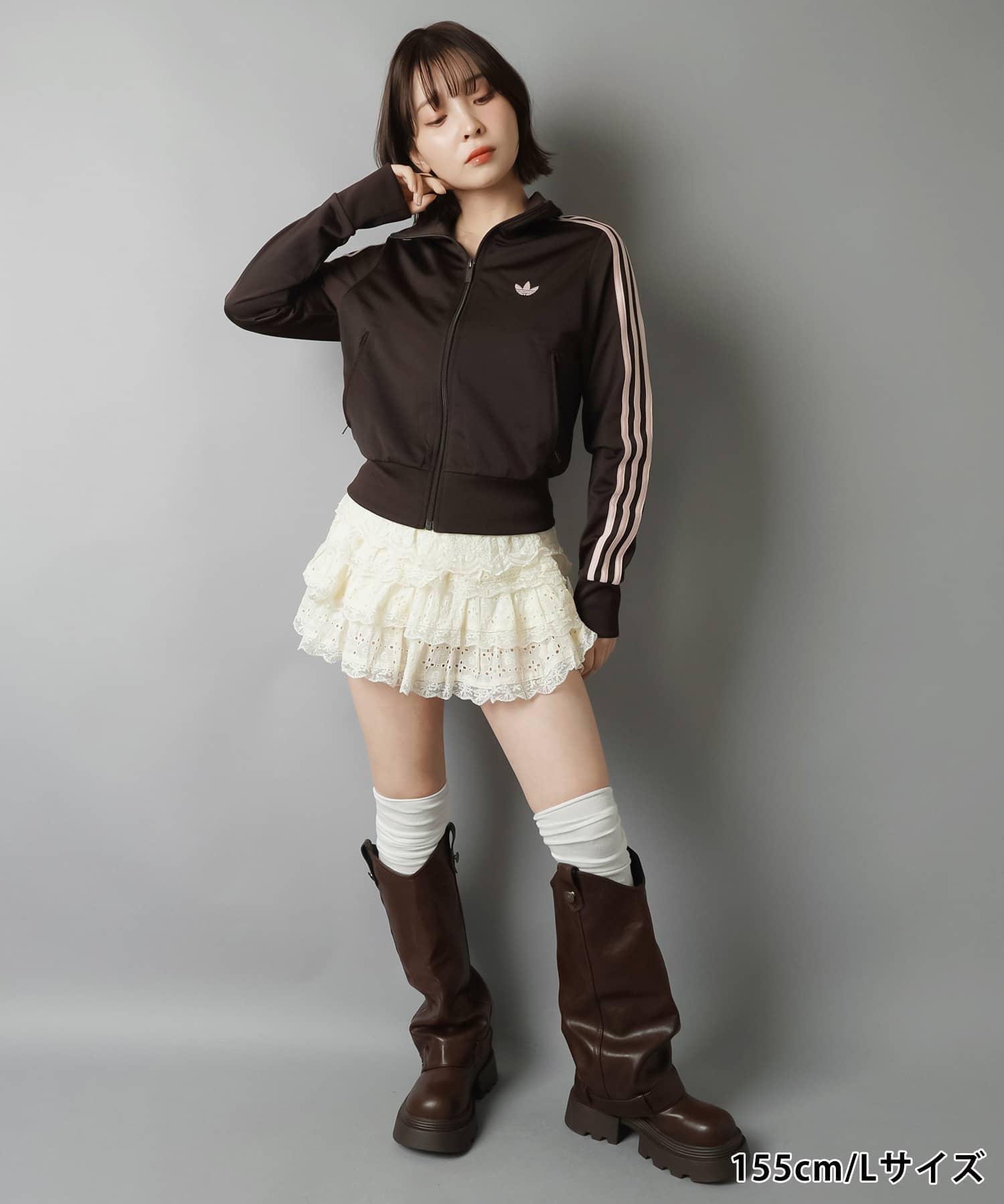 【adidas】トラックジャケット ショート丈 クロップド【美品】着丈42㎝ adidas originals アディダスオリジナルス クロップド丈トラック
