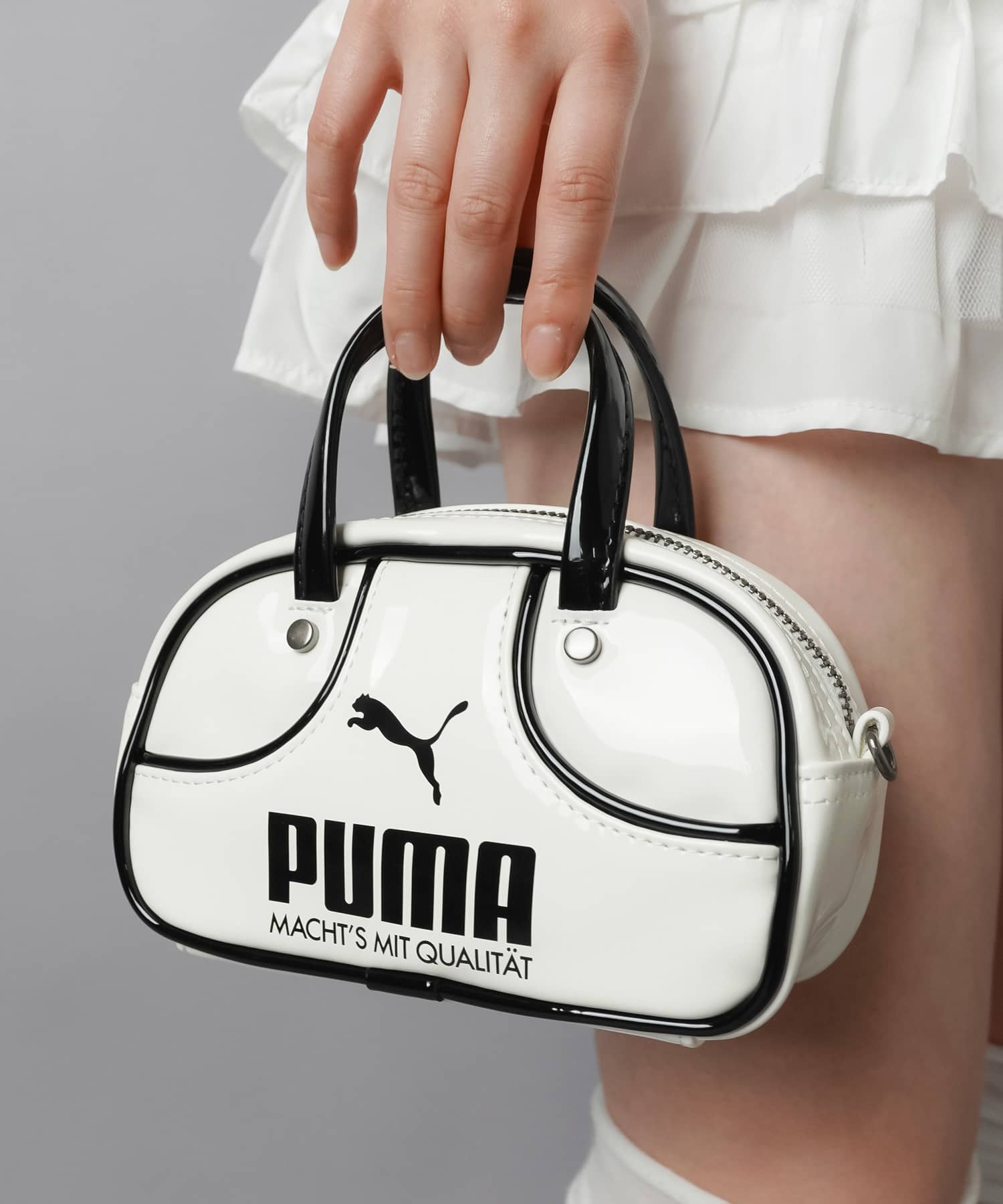 2001年　当時物　ポムポムプリン　エナメル　バッグ レトロ PUMA エナメル ボストンバッグ ビンテージ プーマ 長期保管品