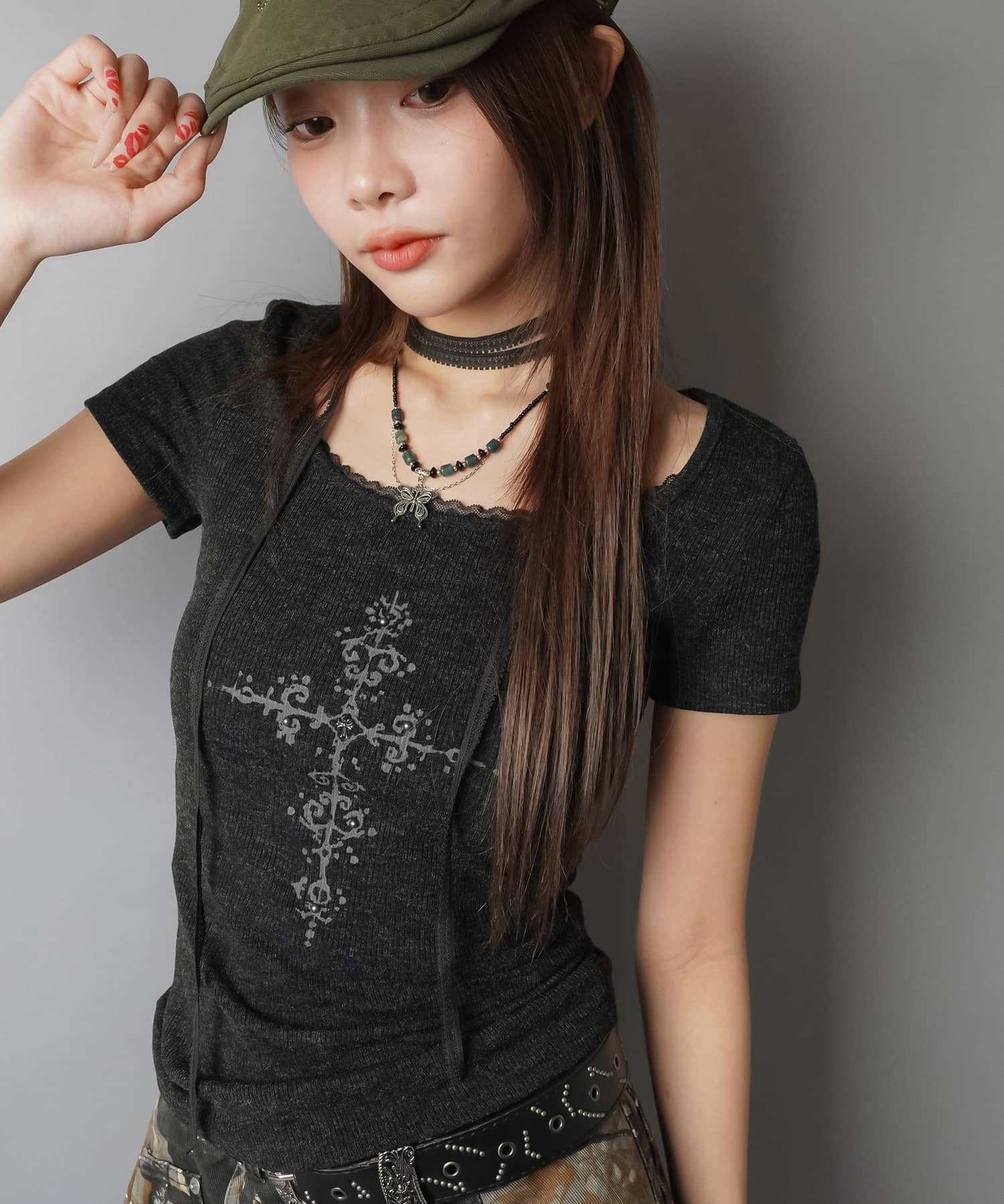 タイ付きピタカットソー/クロス/#平成ギャル | SPINNS WEB STORE