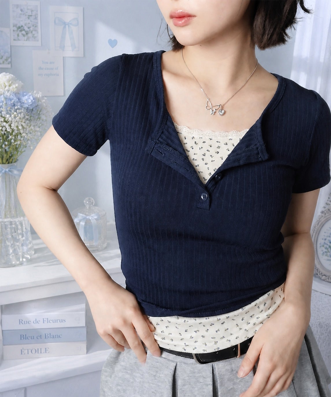 ムラ染め☆半袖カットソー 半袖ジップカットソー/ムラ染め風 | SPINNS WEB STORE | SPINNS