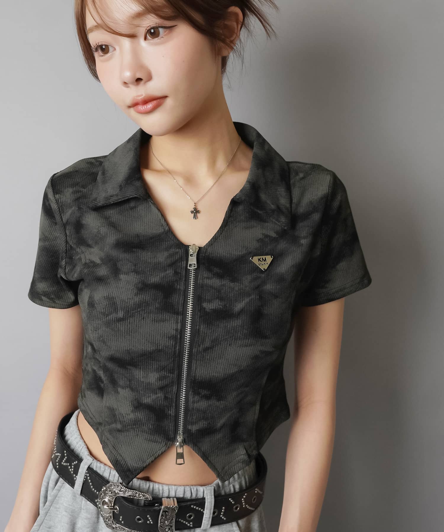 トップス Thurasan 半袖ジップカットソー/ムラ染め風 | SPINNS WEB STORE | SPINNS