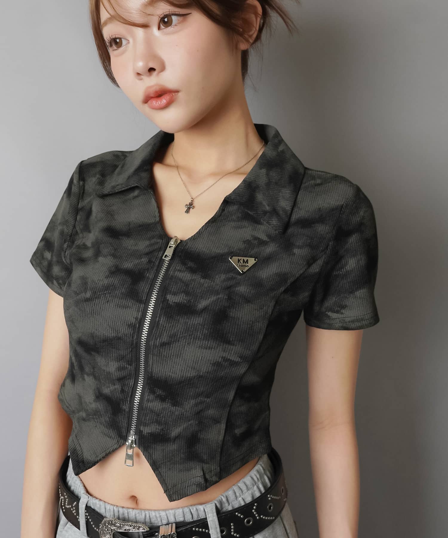 半袖ジップカットソー/ムラ染め風 | SPINNS WEB STORE | SPINNS